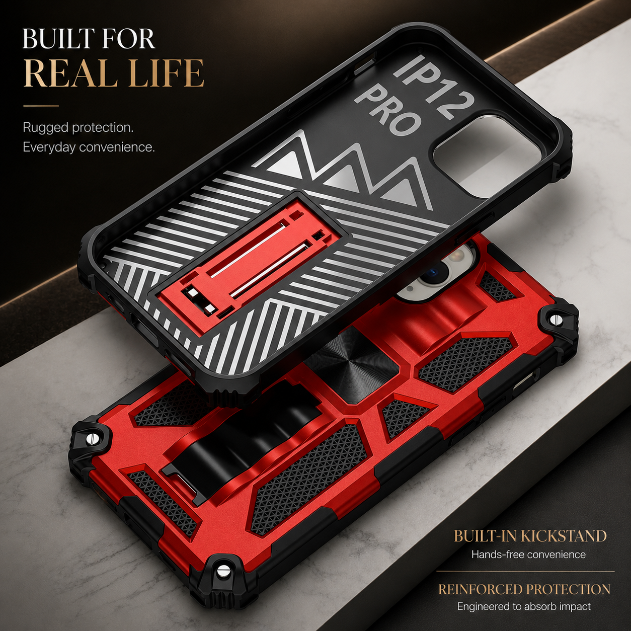 Premium iPhone Case MagSafe Compatible Rugged Armor Protective Cover Camera Lens Protection Shockproof Camouflage Kickstand Heavy Duty Design