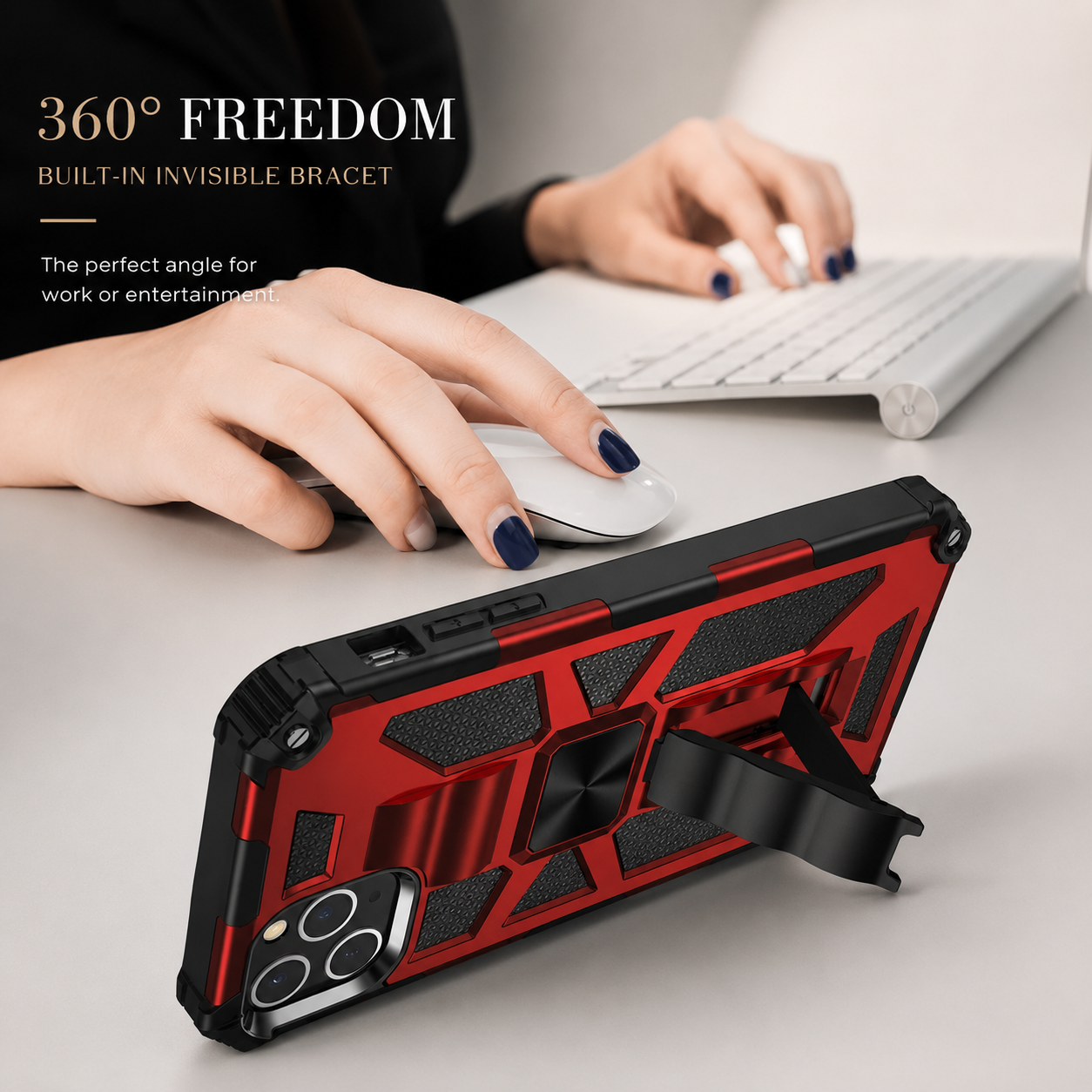 Premium iPhone Case MagSafe Compatible Rugged Armor Protective Cover Camera Lens Protection Shockproof Camouflage Kickstand Heavy Duty Design