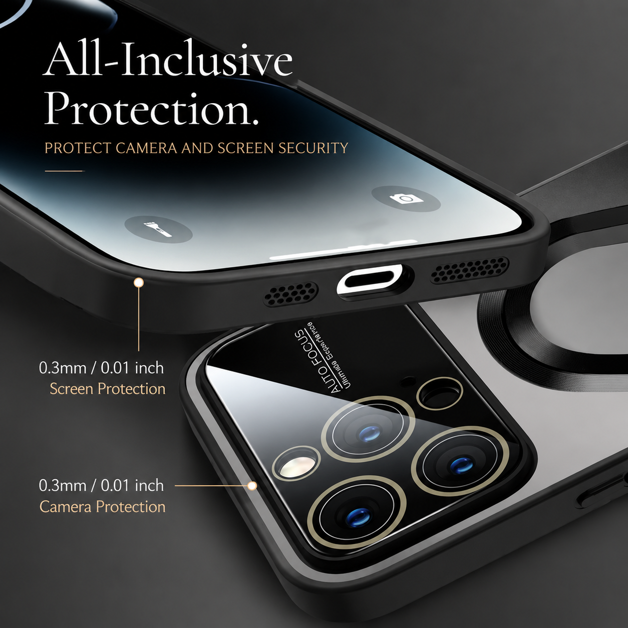 Premium iPhone Case MagSafe Compatible Shockproof Cover Glass Camera Lens Protection Slim Anti-Fingerprint Magnetic Wireless Charging Protective Back Full Coverage