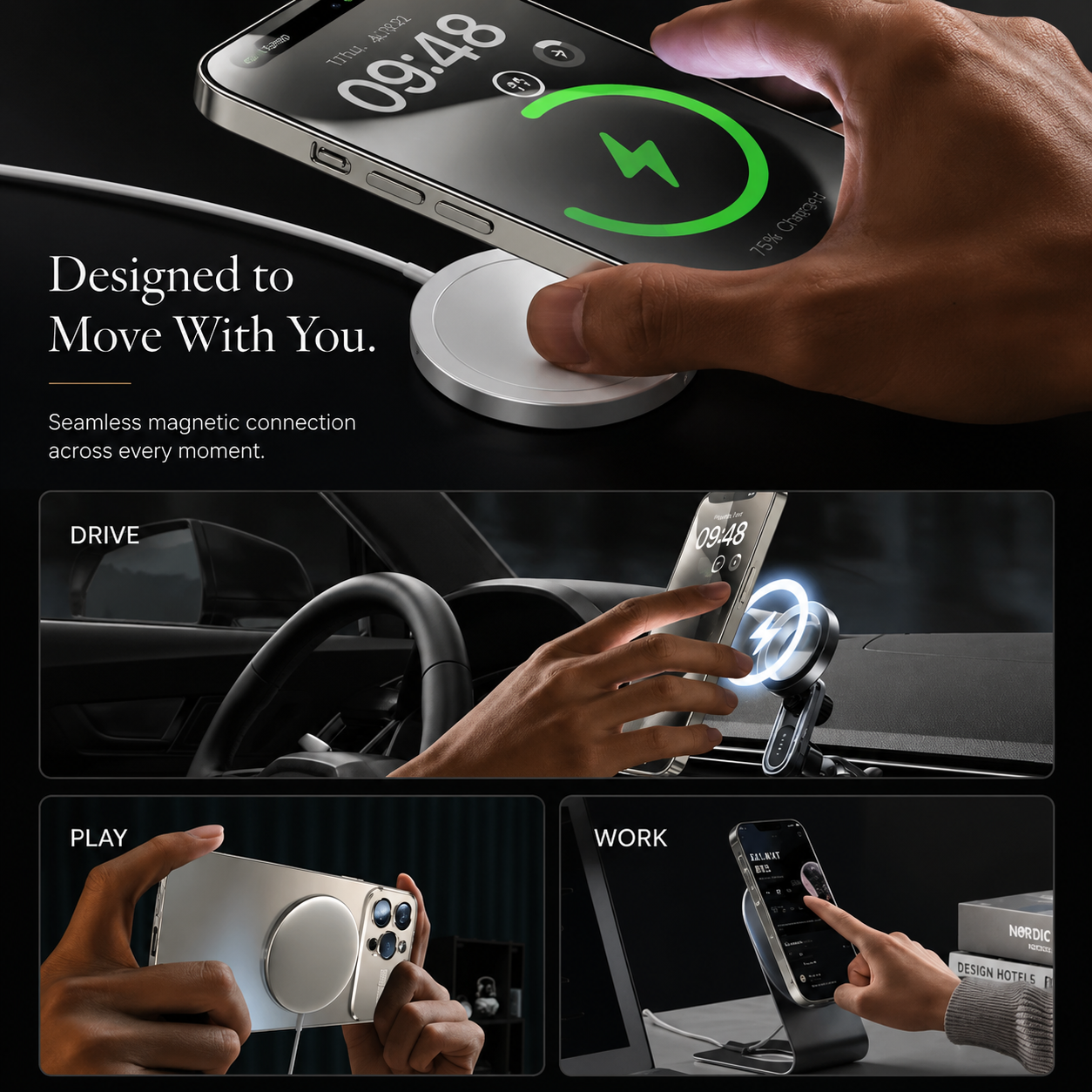 Premium iPhone Case MagSafe Compatible Shockproof Cover Glass Camera Lens Protection Slim Anti-Fingerprint Magnetic Wireless Charging Protective Back Full Coverage