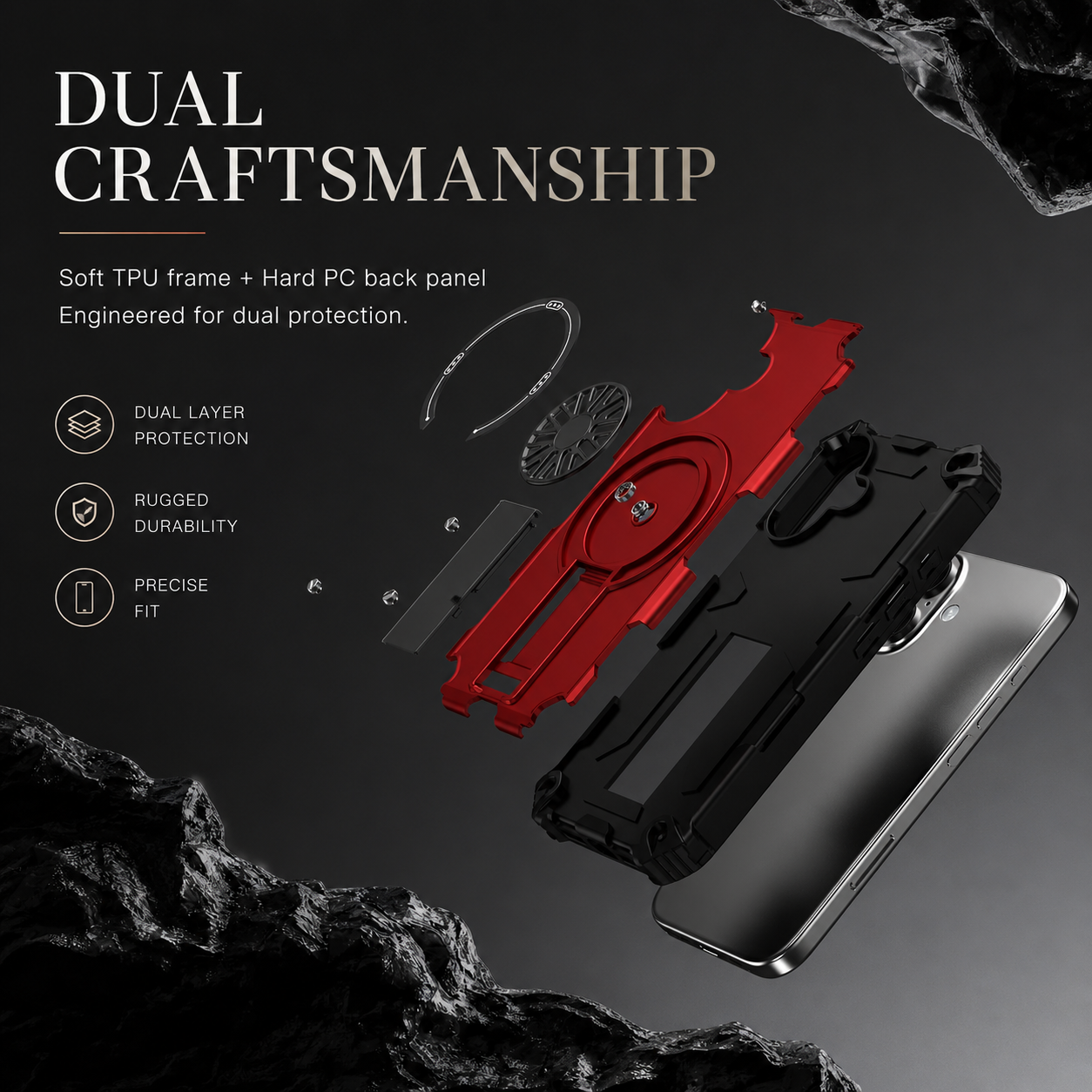 Premium iPhone Case MagSafe Compatible Shockproof Cover Rugged Armor Magnetic Wireless Charging Bracket Stand Anti Fingerprint Non Slip Design
