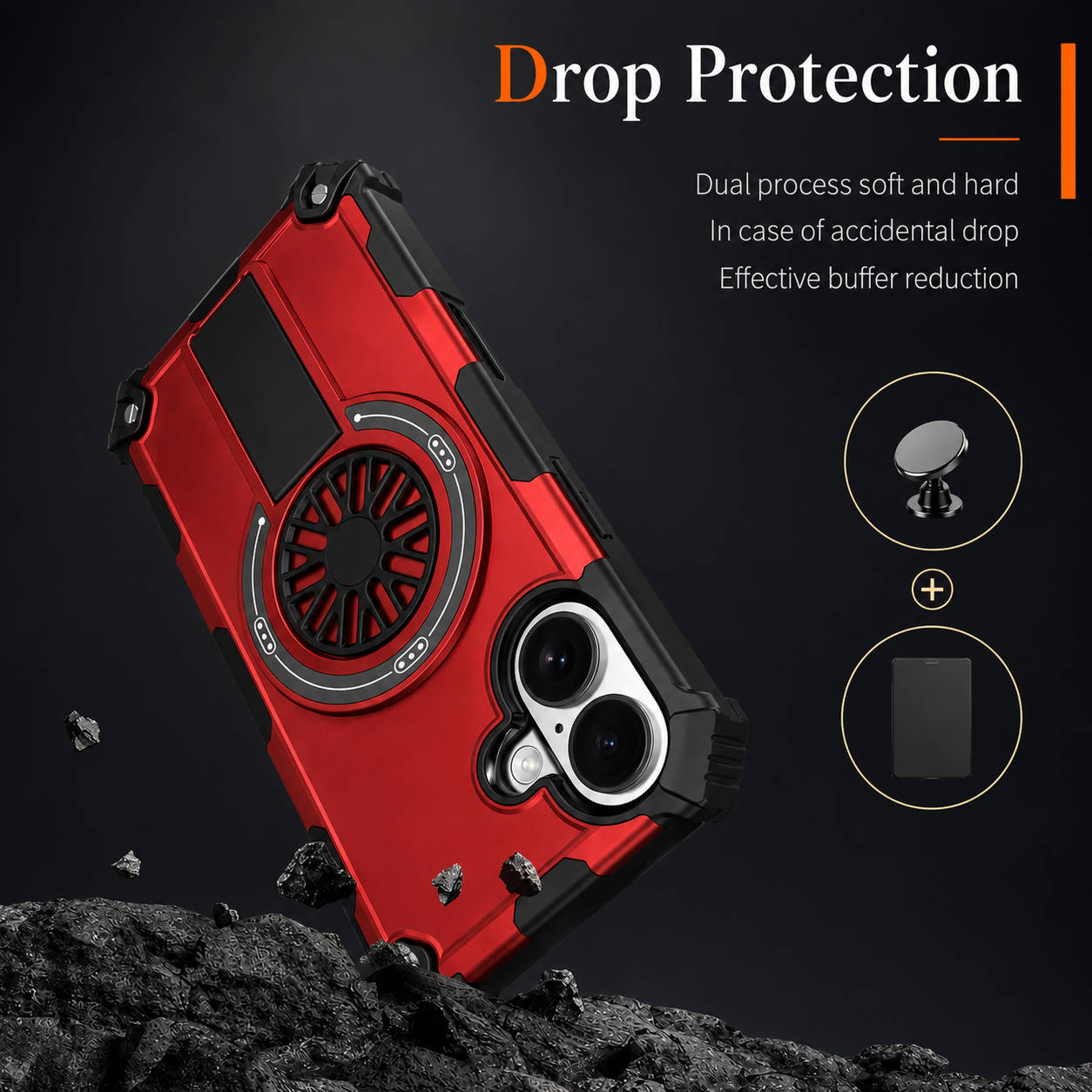 Premium iPhone Case MagSafe Compatible Shockproof Cover Rugged Armor Magnetic Wireless Charging Bracket Stand Anti Fingerprint Non Slip Design