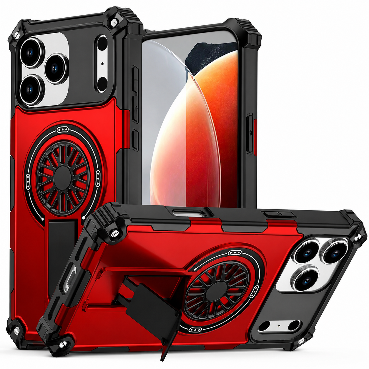 Premium iPhone Case MagSafe Compatible Shockproof Cover Rugged Armor Magnetic Wireless Charging Bracket Stand Anti Fingerprint Non Slip Design