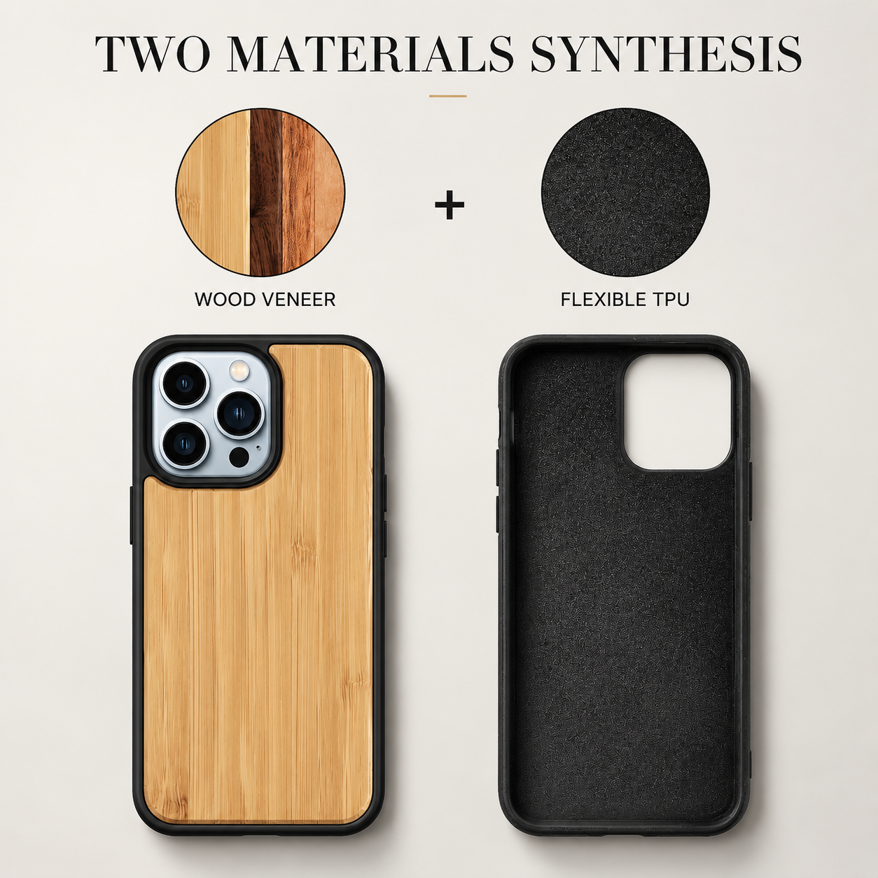 Premium iPhone Case MagSafe Compatible Solid Bamboo Wood Protective Cover Camera Lens Protection Shockproof Hard Back Slim Natural Design