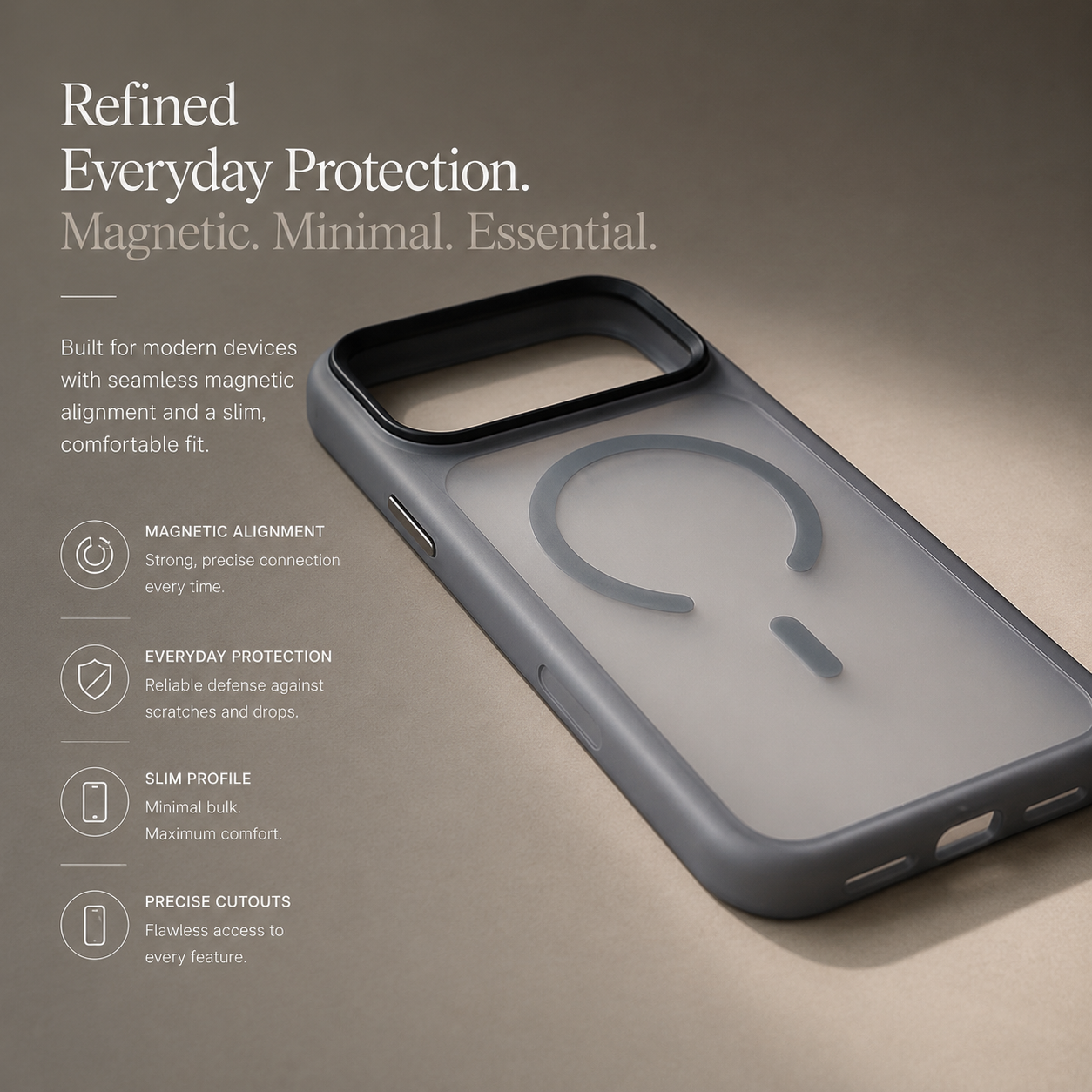 Premium iPhone Case MagSafe Compatible TPU PC Cover with Camera Button, Shockproof Protection, Camera Lens Protection and Anti Fingerprint Finish