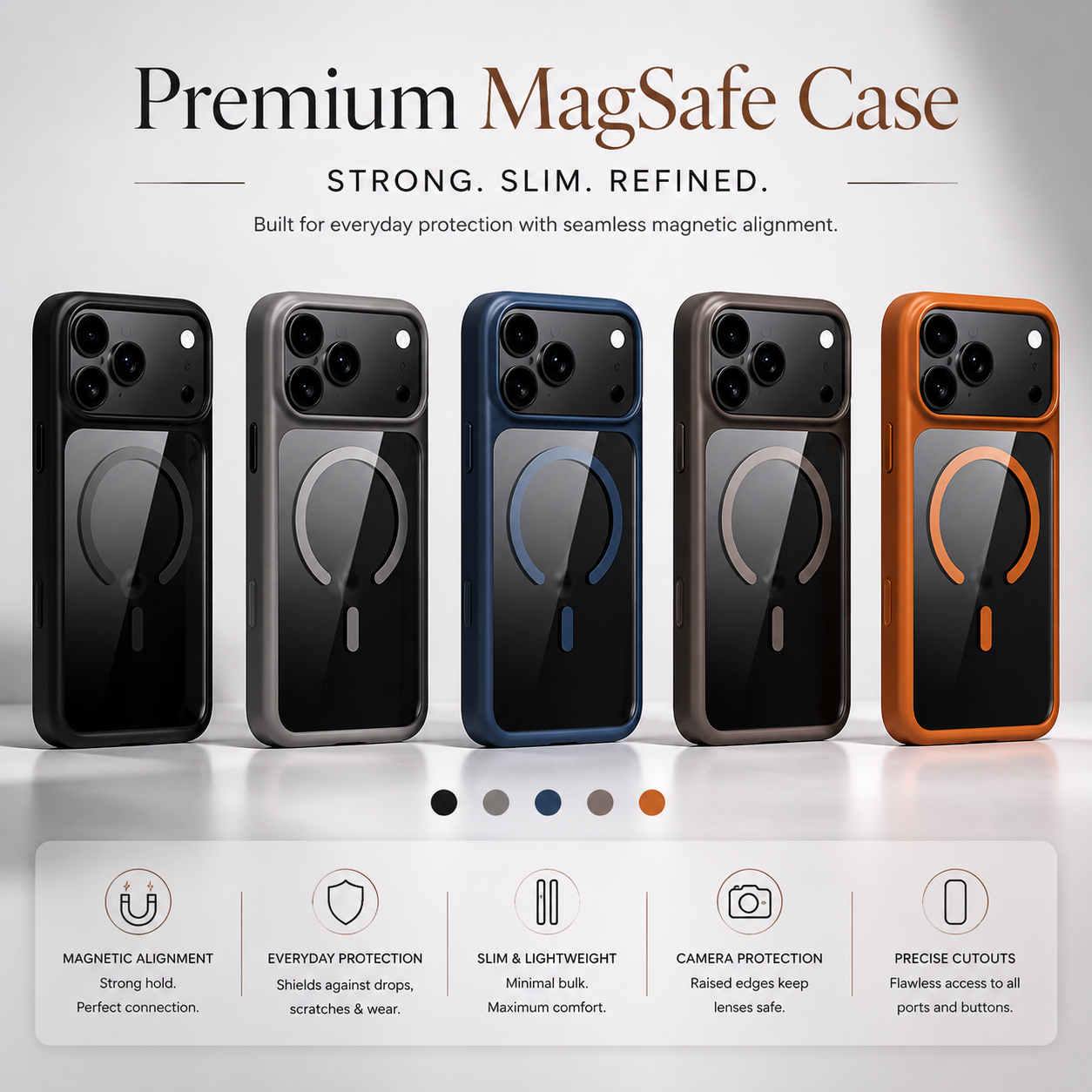 Premium iPhone Case MagSafe Compatible TPU PC Cover with Camera Button, Shockproof Protection, Camera Lens Protection and Anti Fingerprint Finish