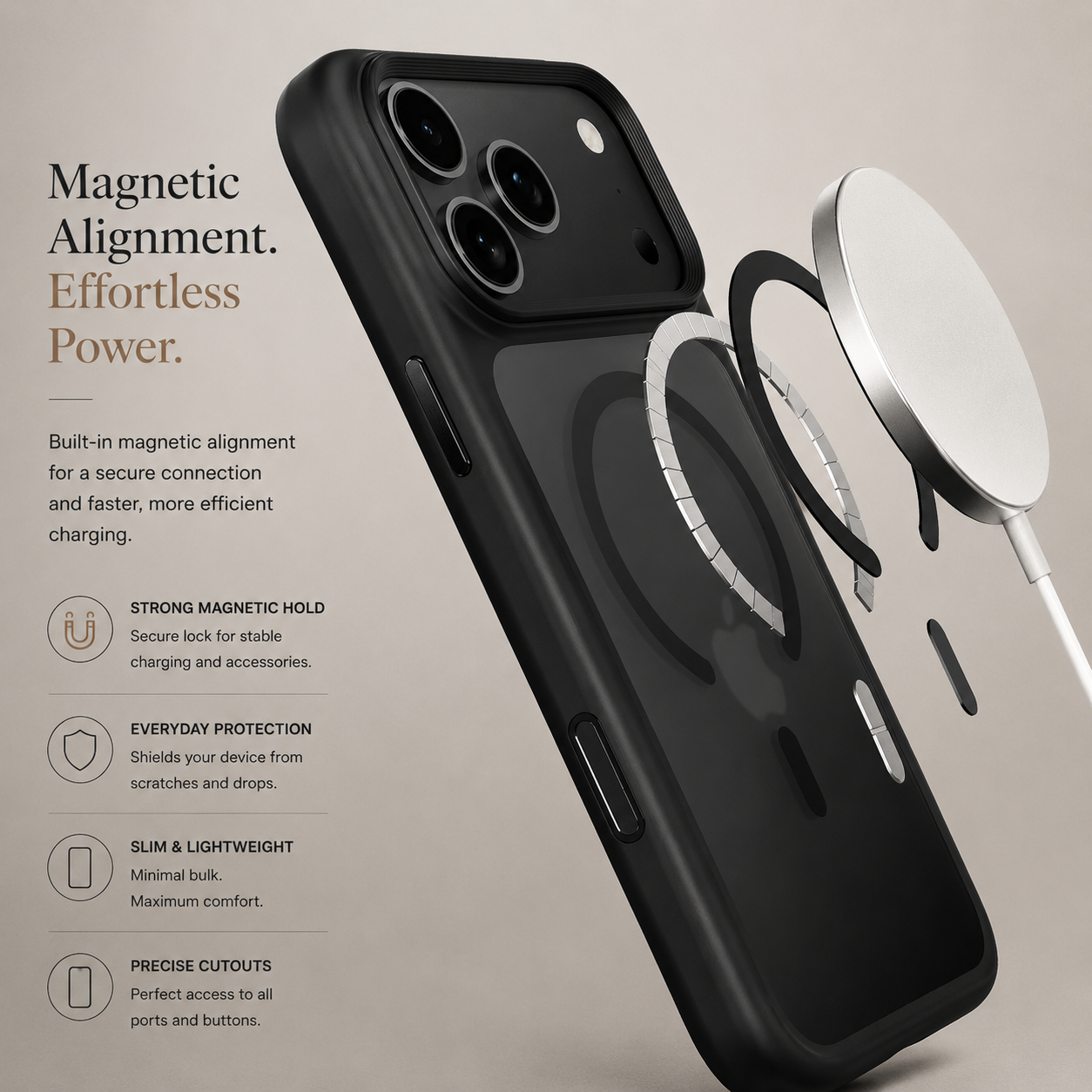Premium iPhone Case MagSafe Compatible TPU PC Cover with Camera Button, Shockproof Protection, Camera Lens Protection and Anti Fingerprint Finish