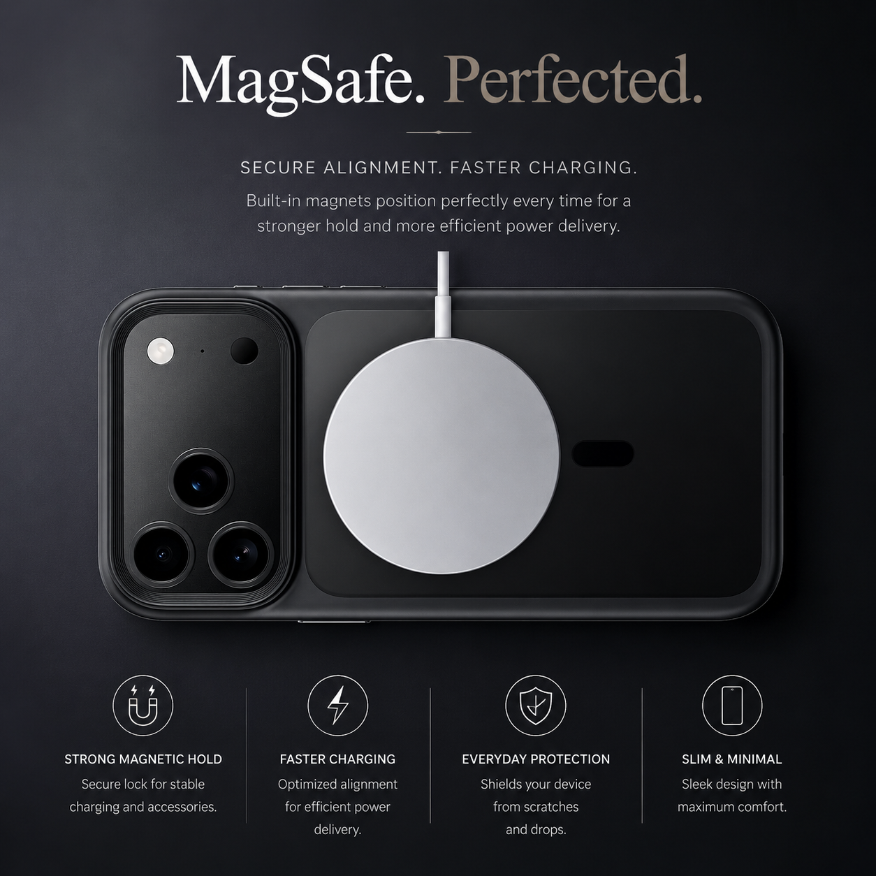 Premium iPhone Case MagSafe Compatible TPU PC Cover with Camera Button, Shockproof Protection, Camera Lens Protection and Anti Fingerprint Finish