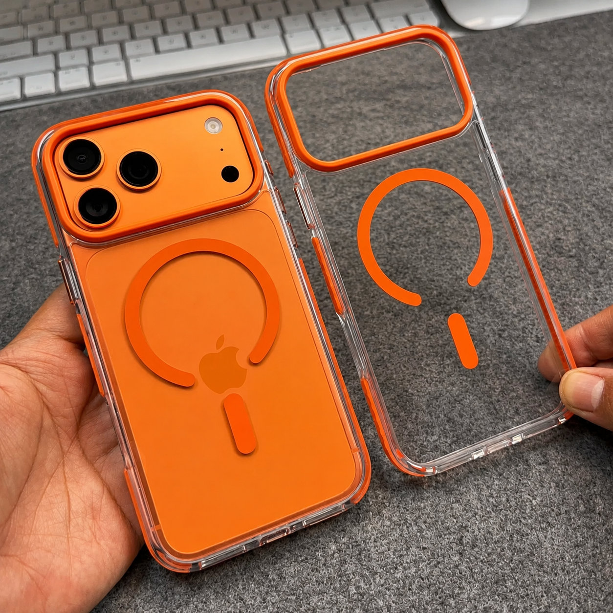Premium iPhone Case MagSafe Compatible Transparent Acrylic TPU Hybrid Design with Camera Lens Protection, Shockproof Anti Scratch Construction
