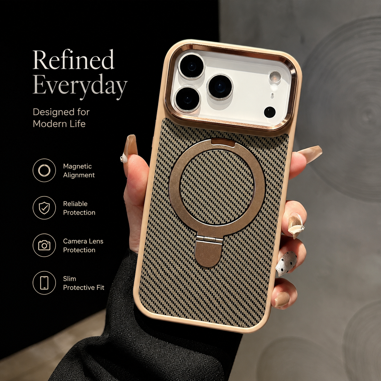 Premium iPhone Case MagSafe Compatible Transparent Cover with Camera Lens Protection, Shockproof Non Slip Grip and Anti Fingerprint Design