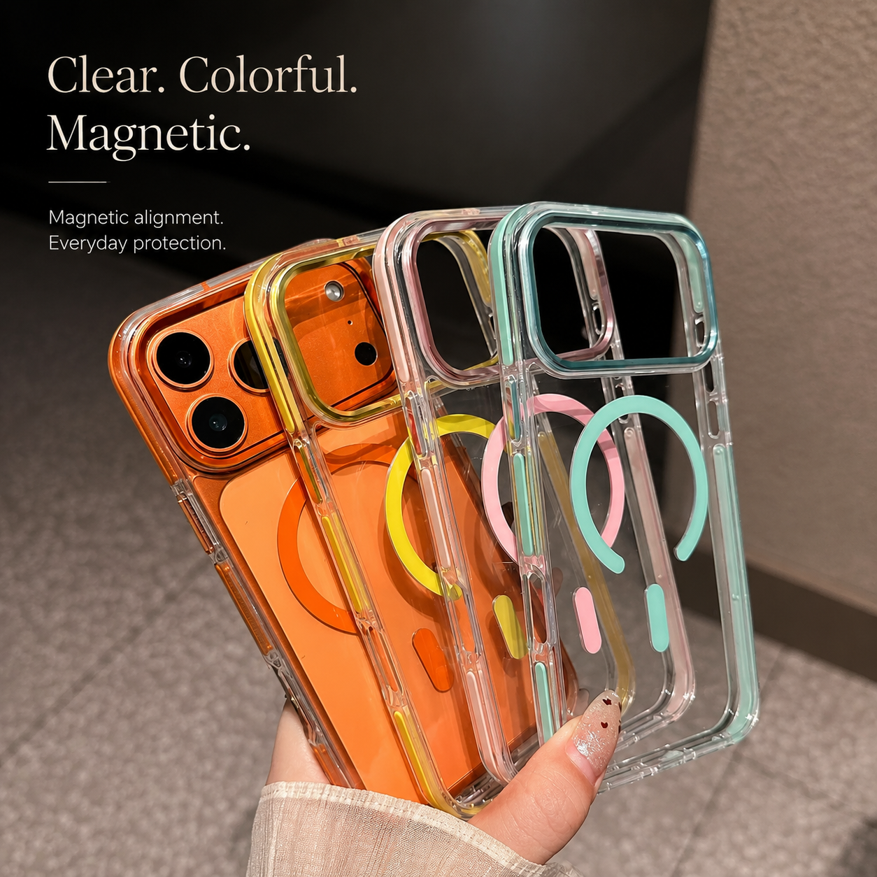 Premium iPhone Case MagSafe Compatible Transparent Design with Camera Lens Protection, Shockproof Anti Fingerprint Surface, Non Slip Soft Grip Construction