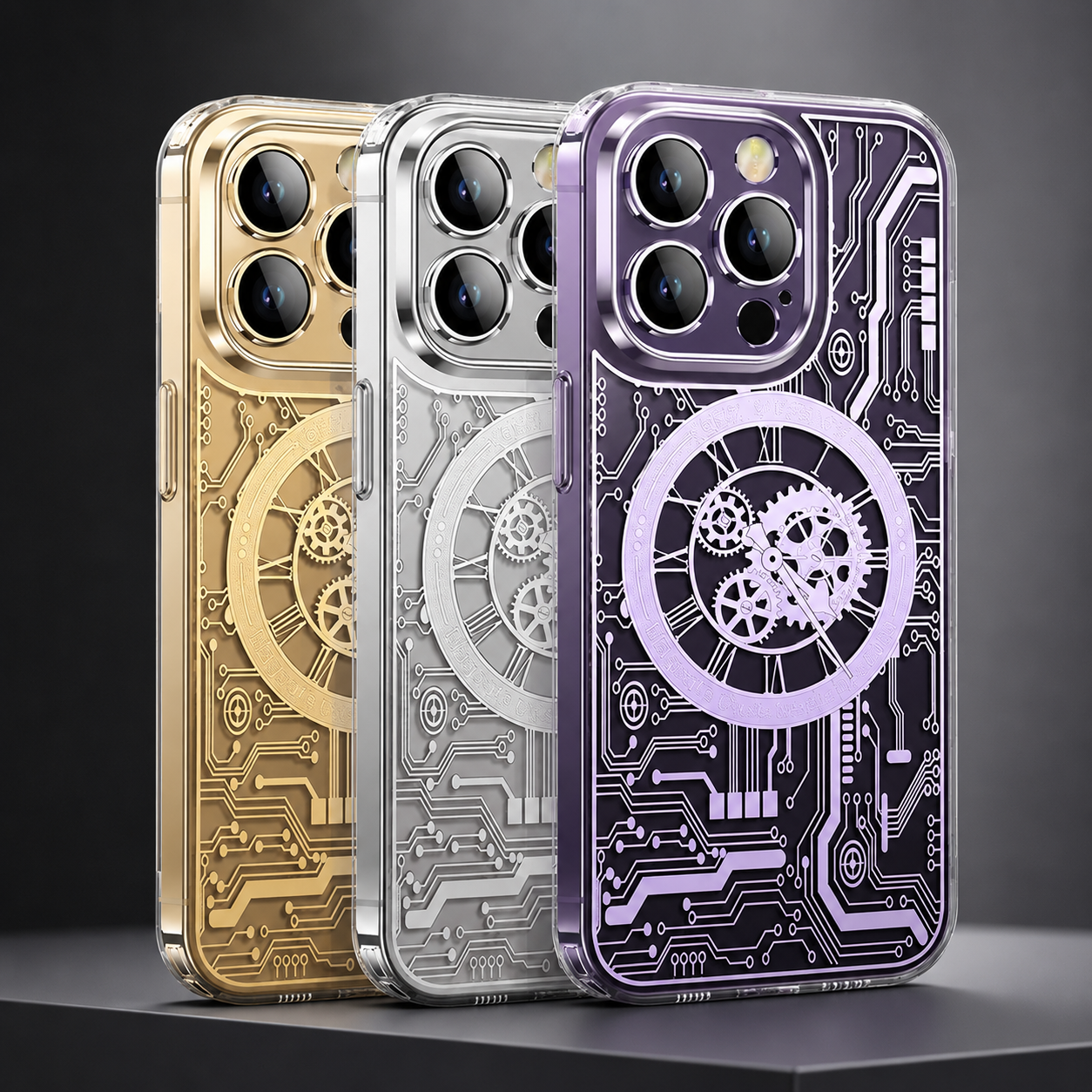 Premium iPhone Case MagSafe Compatible Transparent Protective Cover Camera Lens Protection Shockproof Clear Back Mechanical Texture Bumper Frame