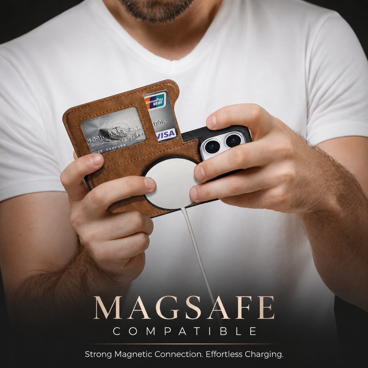 Premium iPhone Case MagSafe Compatible Wallet Cover Card Holder Shockproof Protective Cover Magnetic Flip Leather Design