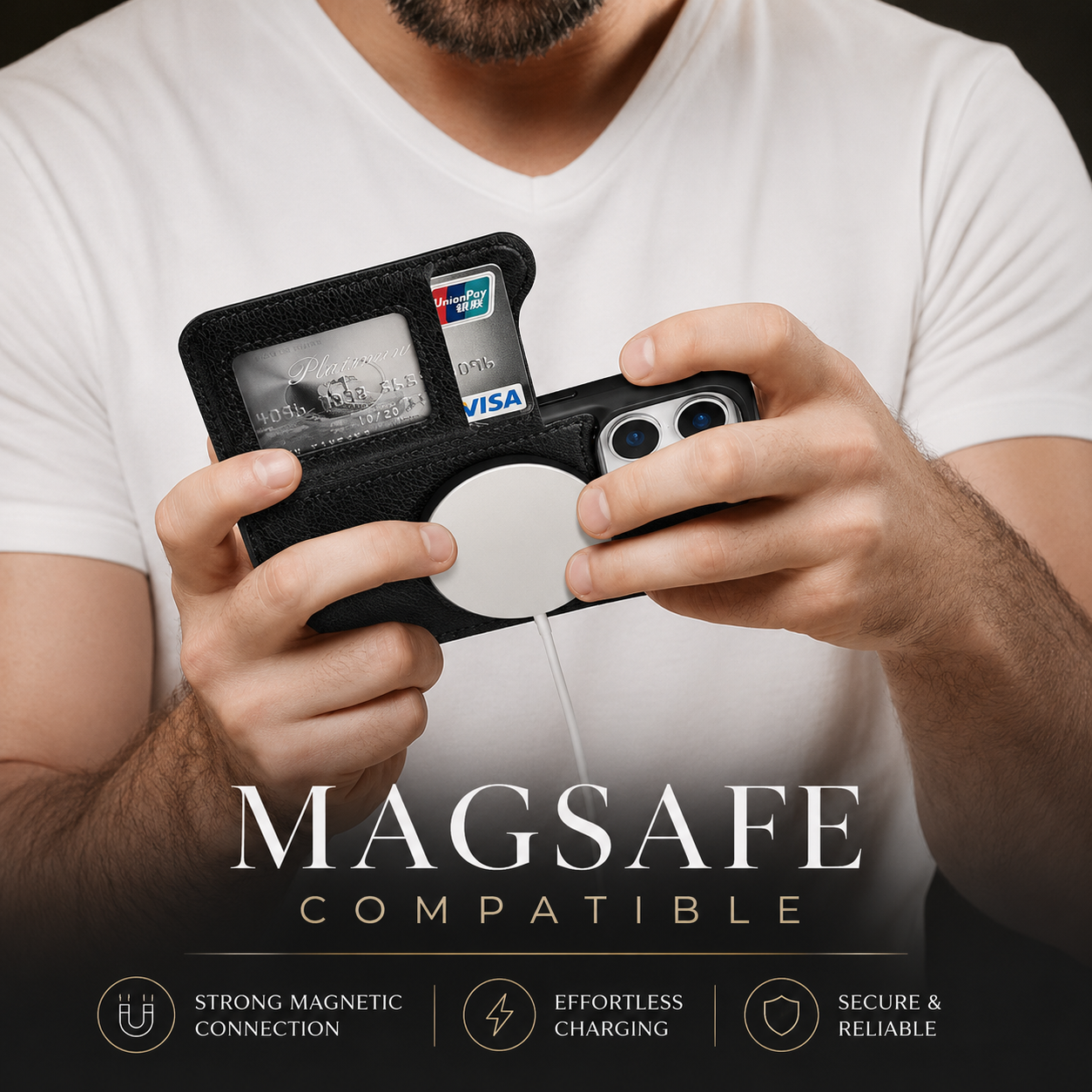 Premium iPhone Case MagSafe Compatible Wallet Cover Card Holder Shockproof Protective Cover Magnetic Flip Leather Design