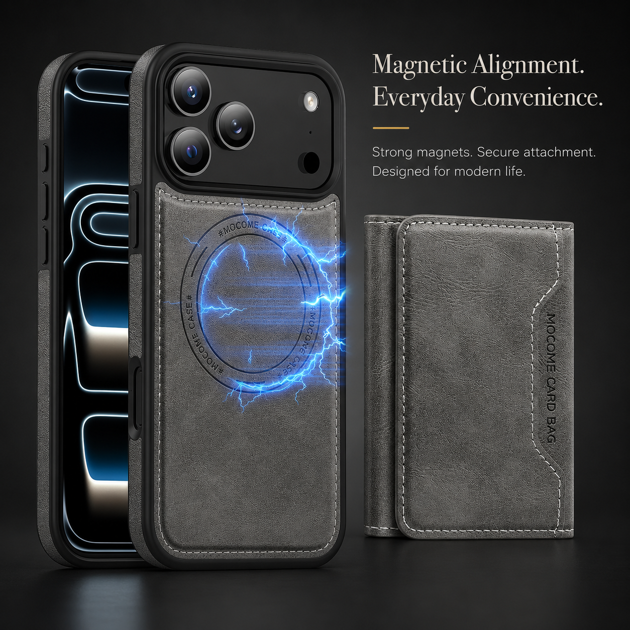 Premium iPhone Case MagSafe Compatible Wallet Cover Card Holder Shockproof Protective Cover PU Leather Magnetic Storage Design