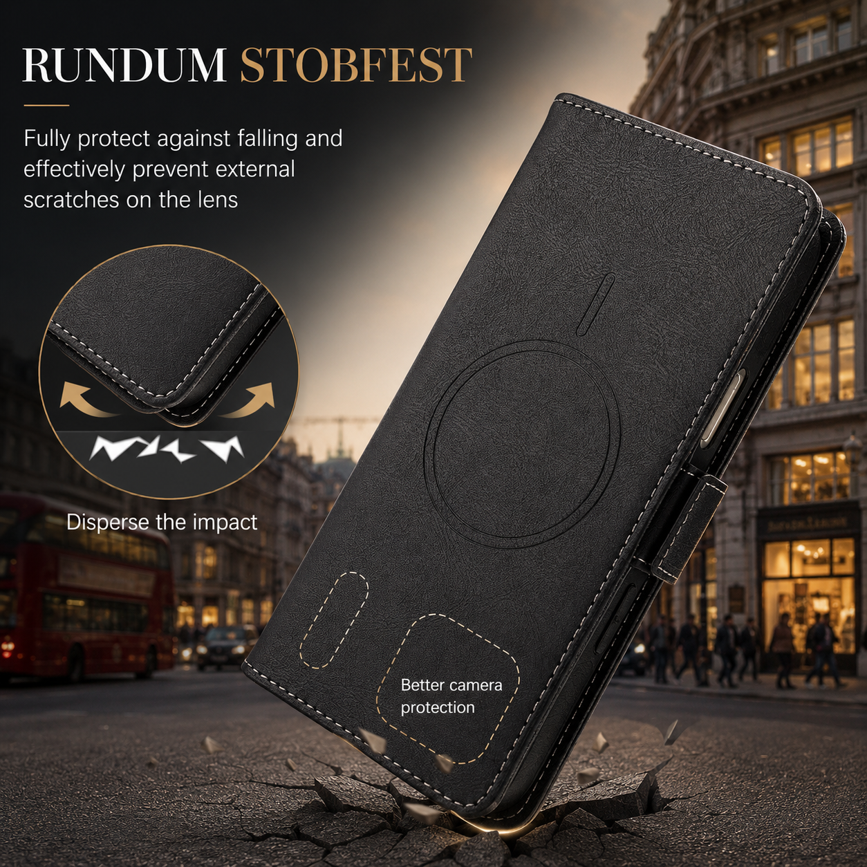 Premium iPhone Case MagSafe Compatible Wallet Cover with Card Holder, Magnetic Leather Matte Finish, Anti Fingerprint Surface, Shockproof Protection