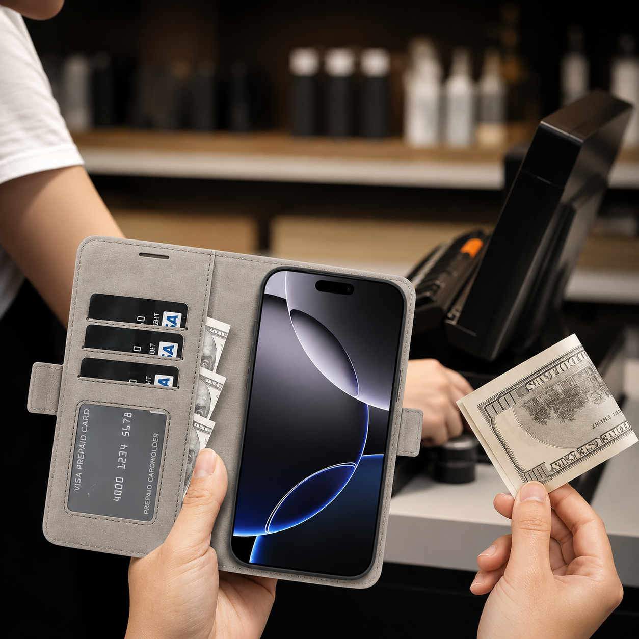 Premium iPhone Case MagSafe Compatible Wallet Cover with Card Holder, Magnetic Leather Matte Finish, Anti Fingerprint Surface, Shockproof Protection