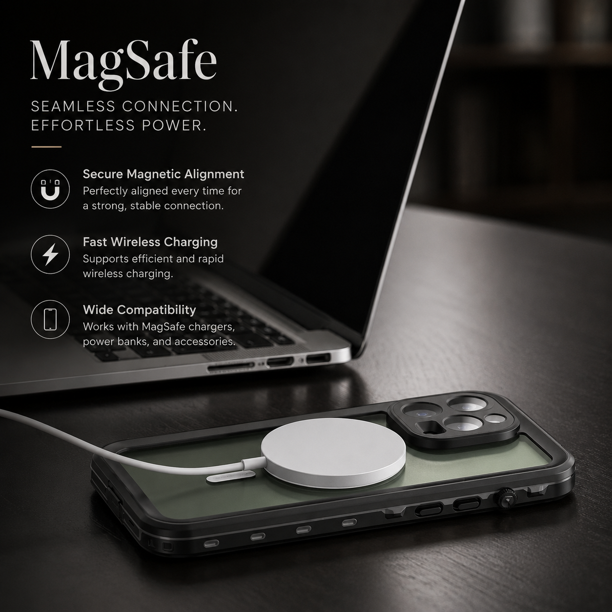 Premium iPhone Case MagSafe Compatible Waterproof IP68 Cover Camera Lens Protection Shockproof Full Body Sealed Transparent Design Anti Scratch Dustproof Protective Bumper
