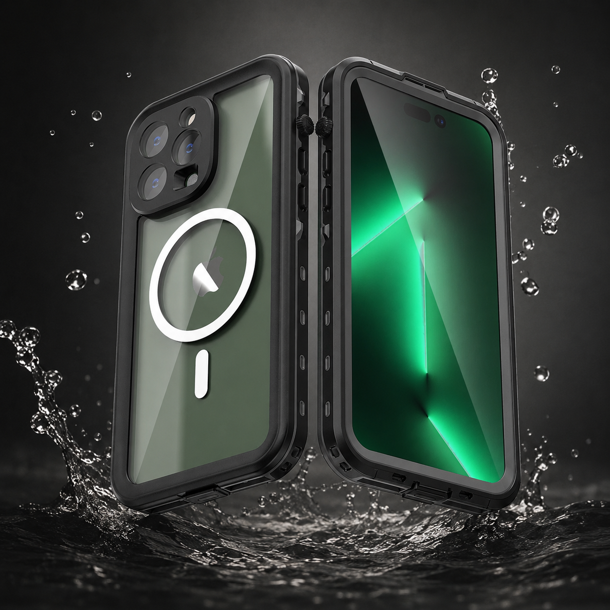 Premium iPhone Case MagSafe Compatible Waterproof IP68 Cover Camera Lens Protection Shockproof Full Body Sealed Transparent Design Anti Scratch Dustproof Protective Bumper