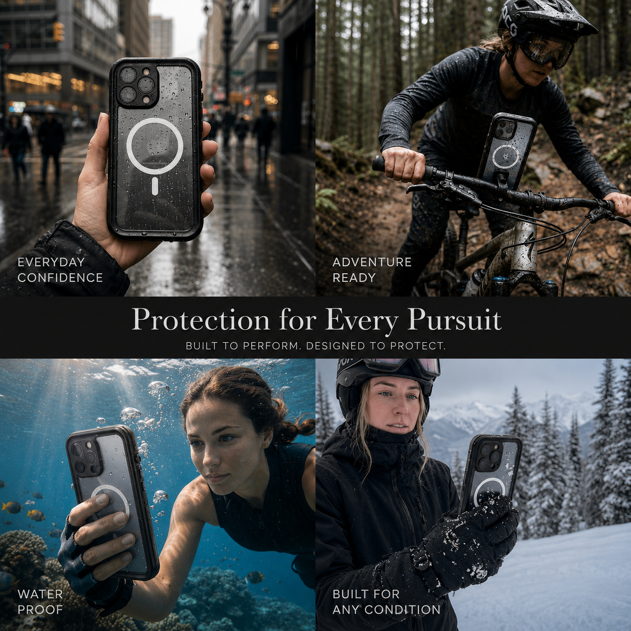 Premium iPhone Case MagSafe Compatible Waterproof IP68 Cover Camera Lens Protection Shockproof Full Body Sealed Transparent Design Anti Scratch Dustproof Protective Bumper