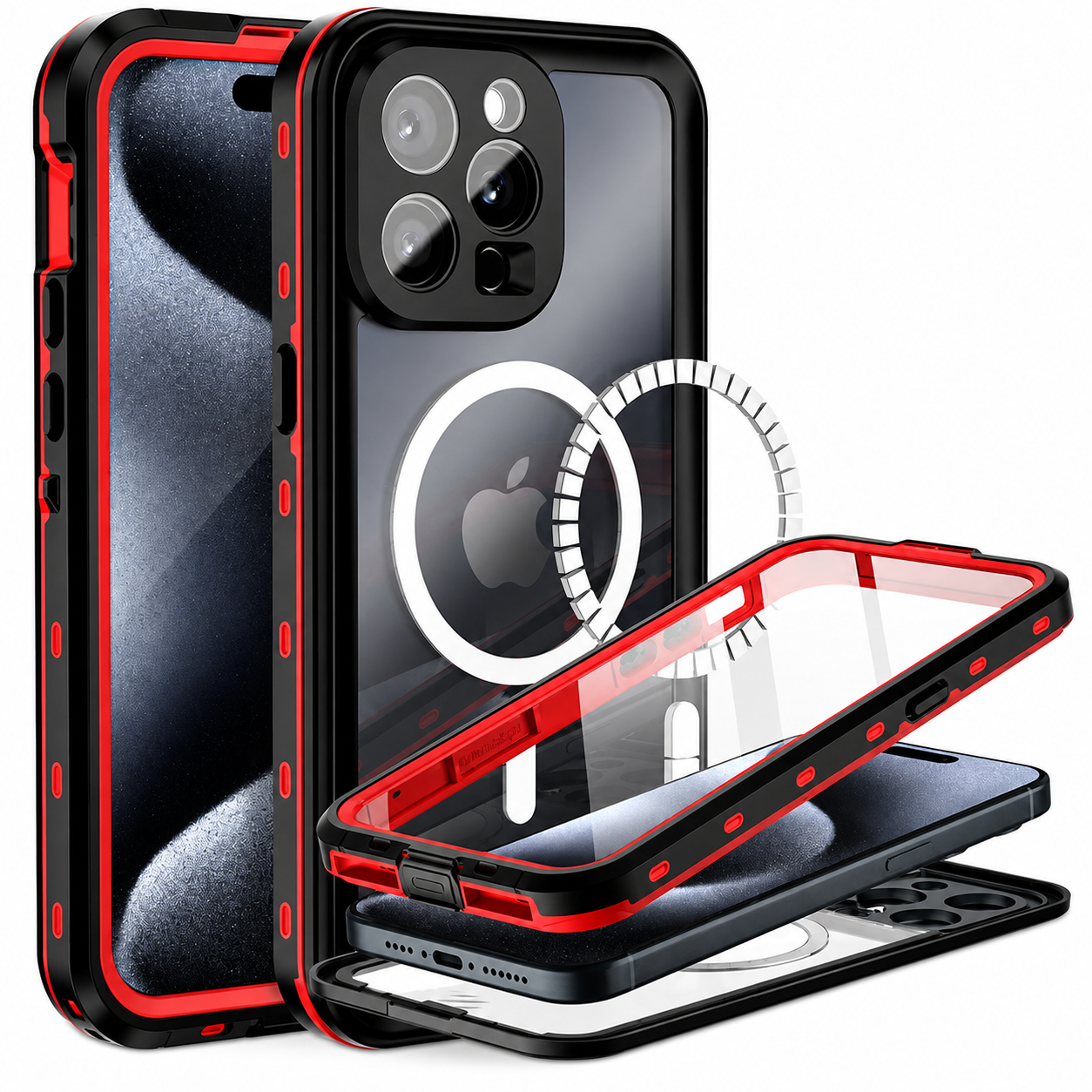 Premium iPhone Case MagSafe Compatible Waterproof IP68 Protective Cover 360 Full Body Shockproof Sealed Design Camera Lens Protection Dustproof