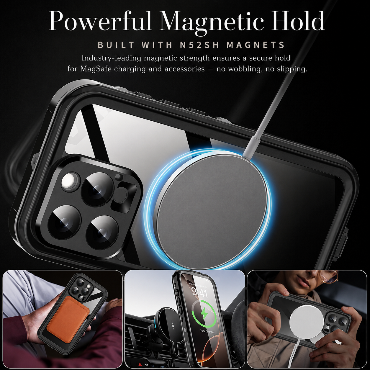 Premium iPhone Case MagSafe Compatible Waterproof IP68 Protective Cover 360 Full Body Shockproof Sealed Design Camera Lens Protection Dustproof