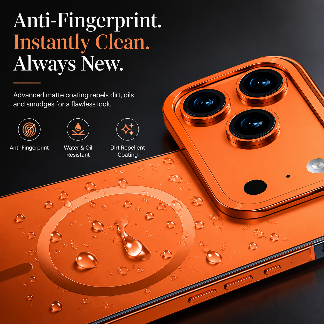 Premium iPhone Case MagSafe Compatible with Orange Aluminum Alloy Frame, Camera Lens Protection, Shockproof Design, Matte Finish and Secure Everyday Protection
