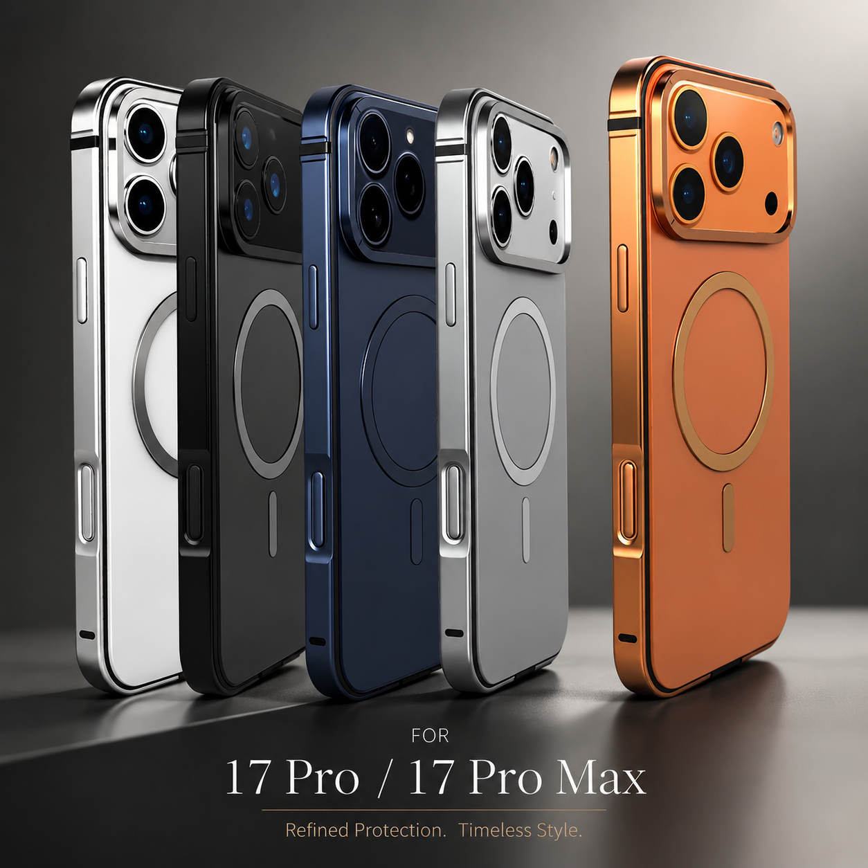 Premium iPhone Case MagSafe Compatible with Orange Aluminum Alloy Frame, Camera Lens Protection, Shockproof Design, Matte Finish and Secure Everyday Protection