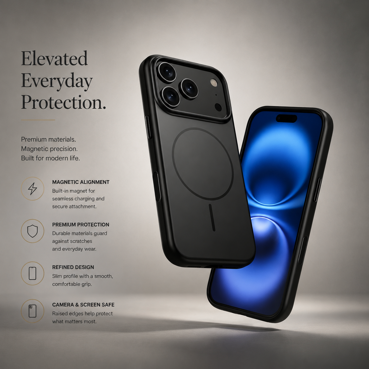 Premium iPhone Case MagSafe Frosted TPU PC Cover, Shockproof Protective Design with Camera Button, Anti-Fingerprint Matte Finish and Secure Grip