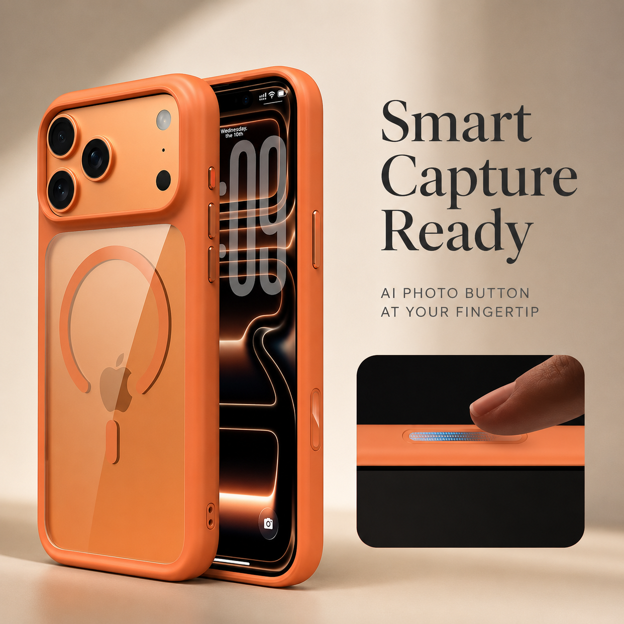 Premium iPhone Case MagSafe Transparent Soft Cover with Metal Buttons, Skin-Feel Matte Design, Shockproof Anti-Fingerprint Non-Slip Protection