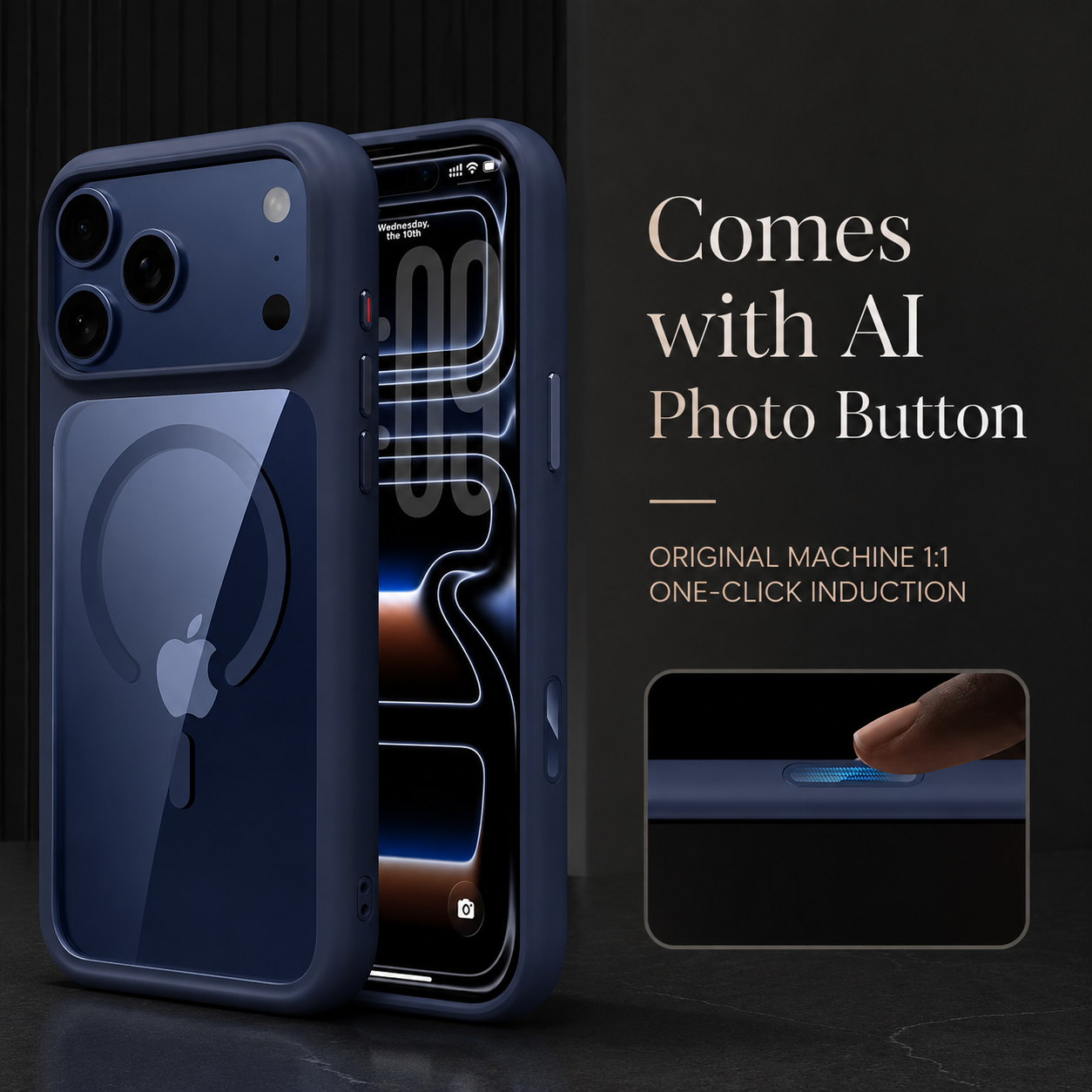 Premium iPhone Case MagSafe Transparent Soft Cover with Metal Buttons, Skin-Feel Matte Design, Shockproof Anti-Fingerprint Non-Slip Protection