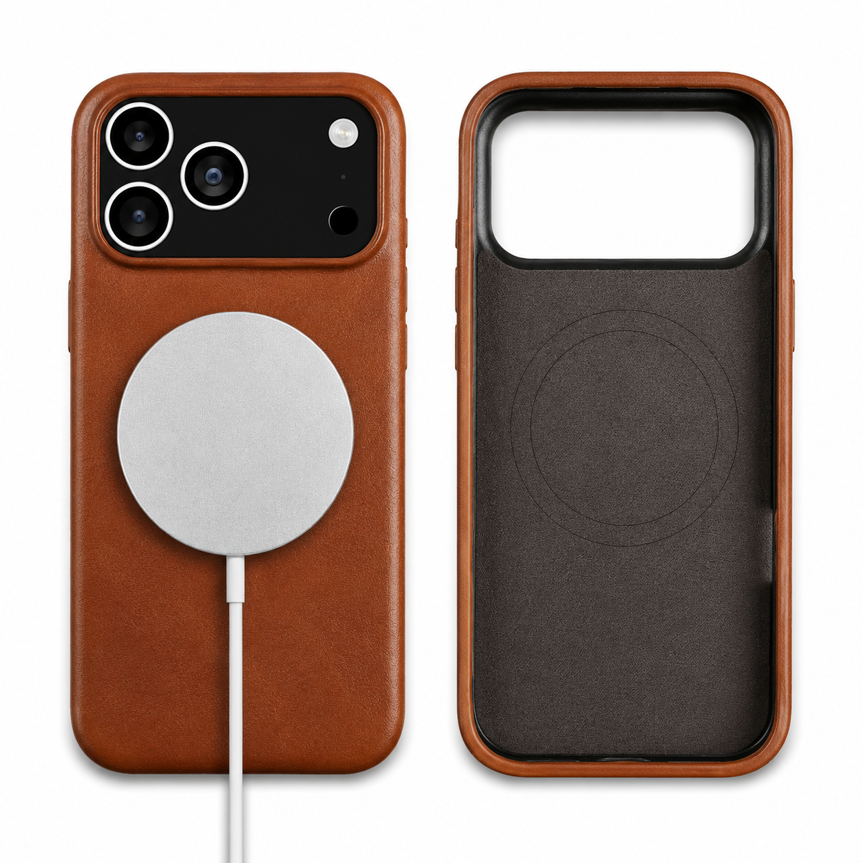 Premium iPhone Case MagSafe Vintage Oil-Wax Genuine Leather Cover, Shockproof Protective Design with Anti-Slip Grip, Dustproof Finish and Camera Protection