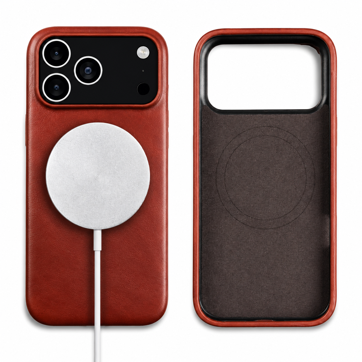 Premium iPhone Case MagSafe Vintage Oil-Wax Genuine Leather Cover, Shockproof Protective Design with Anti-Slip Grip, Dustproof Finish and Camera Protection