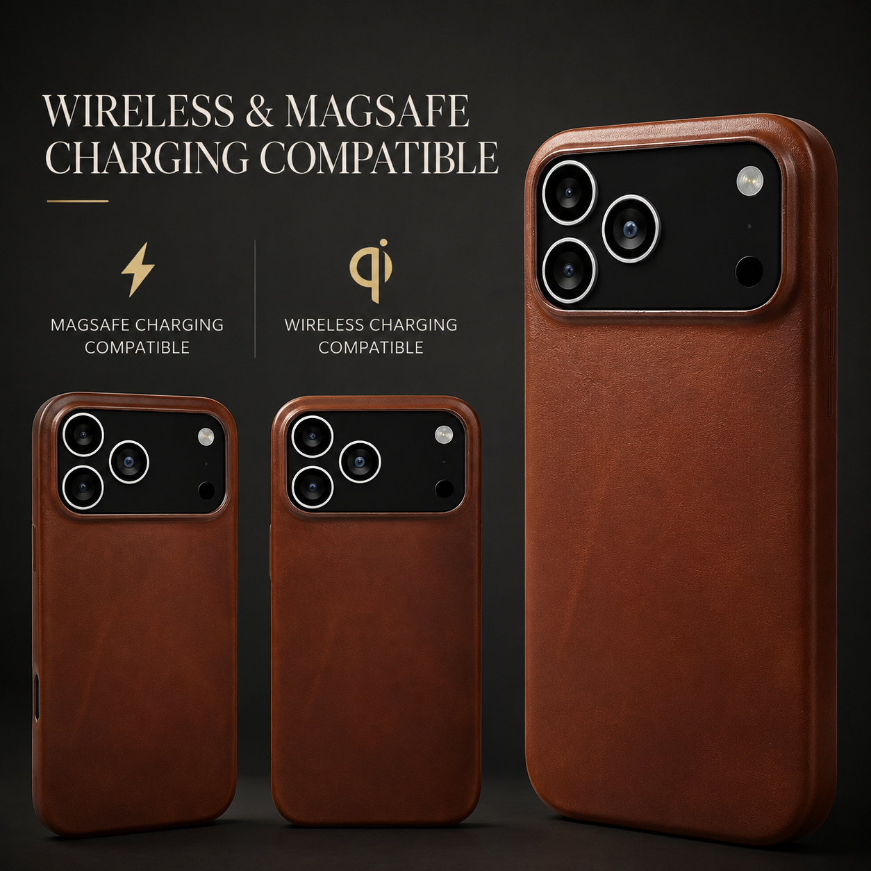 Premium iPhone Case MagSafe Vintage Oil-Wax Genuine Leather Cover, Shockproof Protective Design with Anti-Slip Grip, Dustproof Finish and Camera Protection