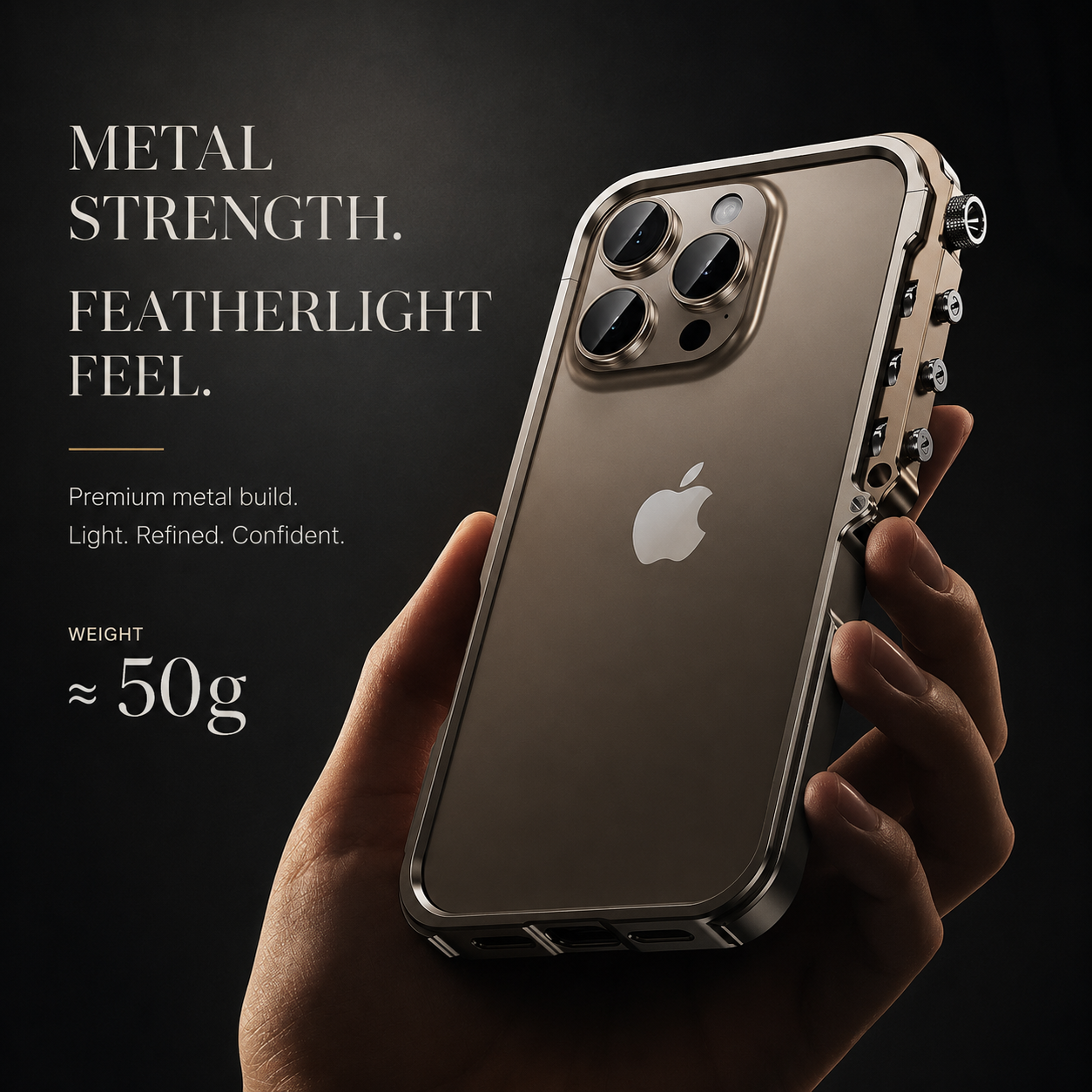Premium iPhone Case Magnetic Aluminum Alloy Armored Frame Cover, Shockproof Protective Design with Non-Slip Grip, Heat-Resistant Build, Camera Protection