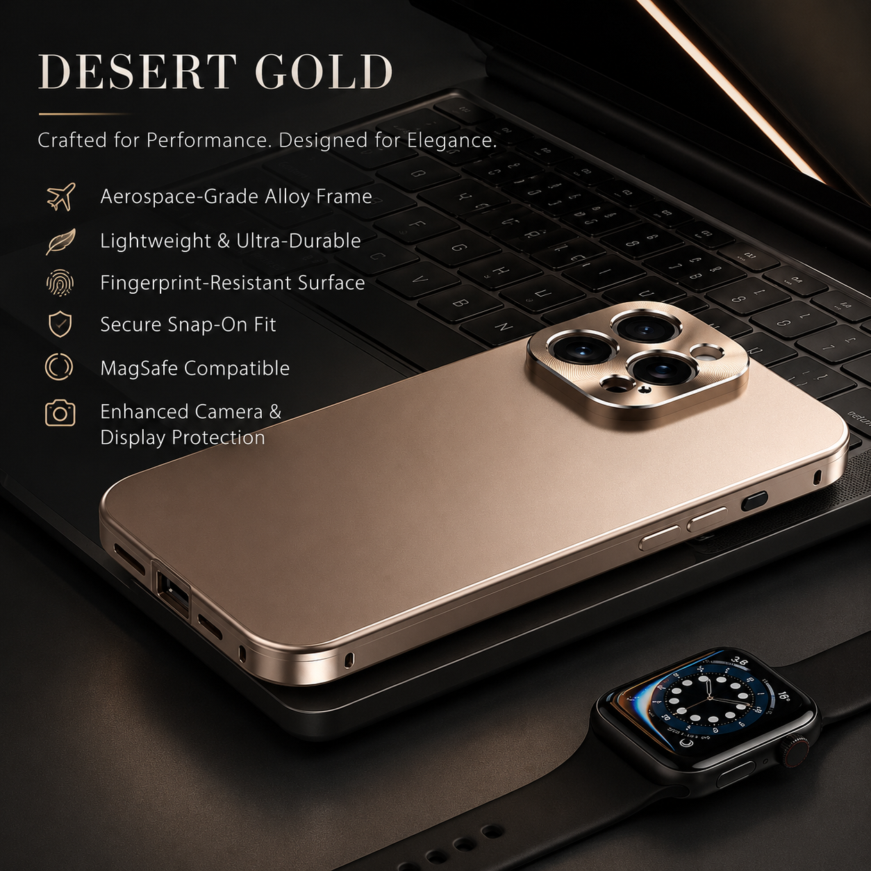 Premium iPhone Case Magnetic Aluminum Frame Protective Cover Full Camera Lens Protection Shockproof Slim Metal Design Wireless Charging Compatible