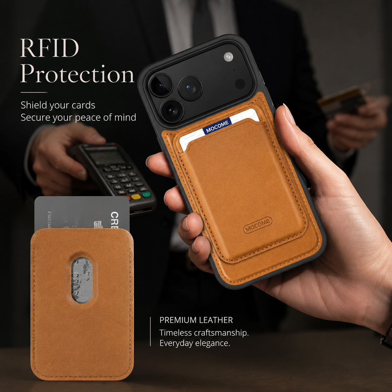 Premium iPhone Case Magnetic Card Holder Cover Wireless Charging Support Shockproof Dual Layer Protection Anti Fingerprint Non Slip Design