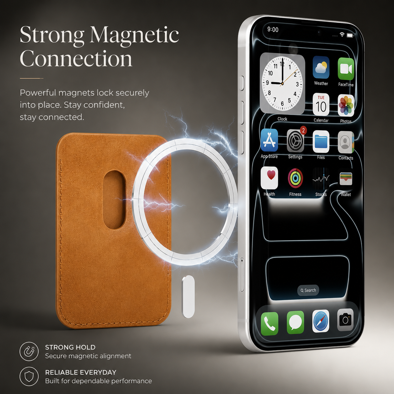 Premium iPhone Case Magnetic Card Holder Cover Wireless Charging Support Shockproof Dual Layer Protection Anti Fingerprint Non Slip Design
