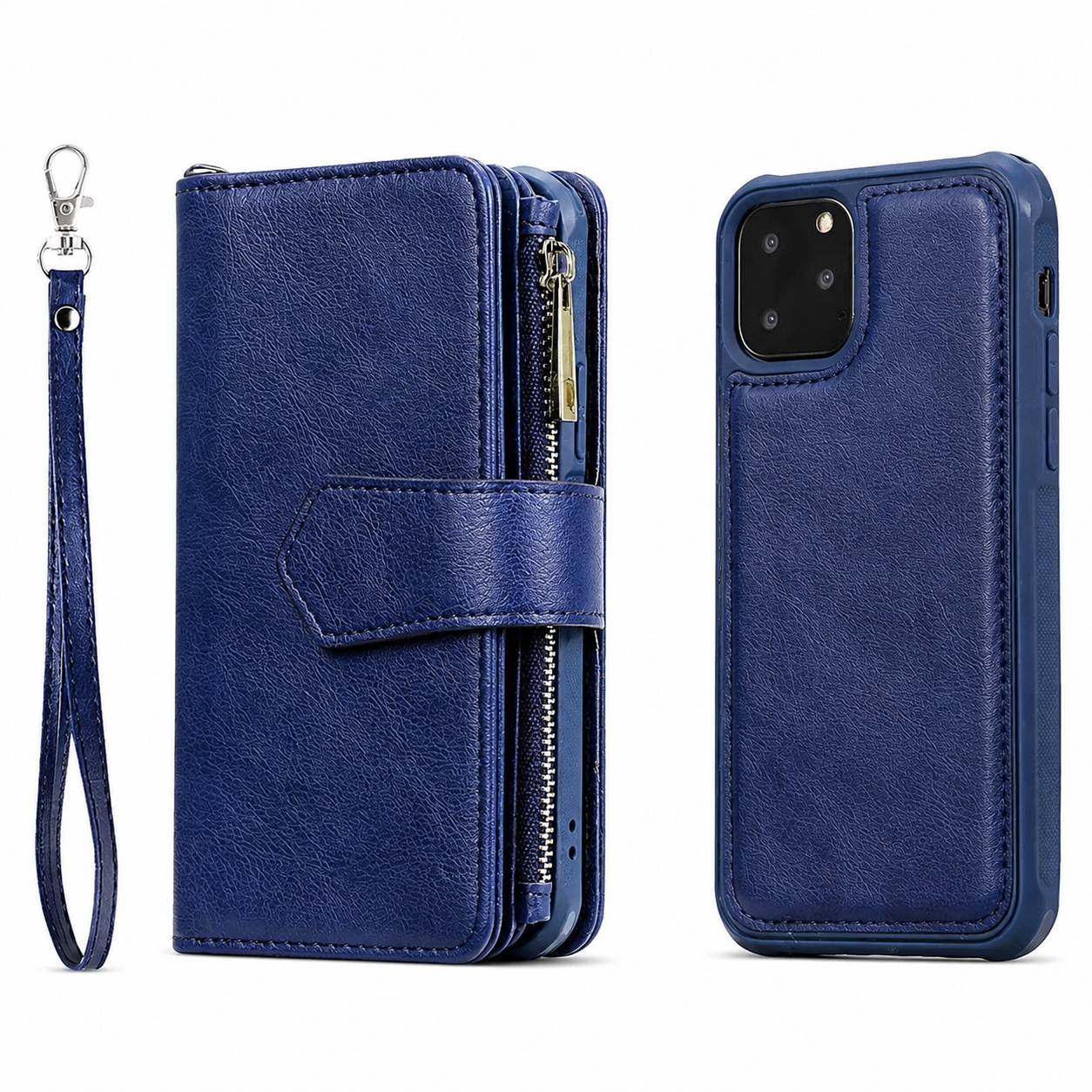 Premium iPhone Case Magnetic Detachable Wallet Flip Cover PU Leather Card Holder Handbag Design Stand Feature Shockproof Full Protection Organizer