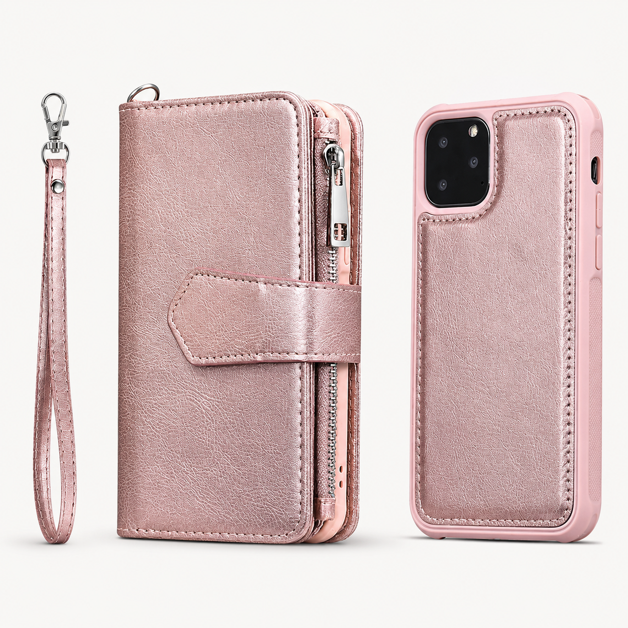 Premium iPhone Case Magnetic Detachable Wallet Flip Cover PU Leather Card Holder Handbag Design Stand Feature Shockproof Full Protection Organizer