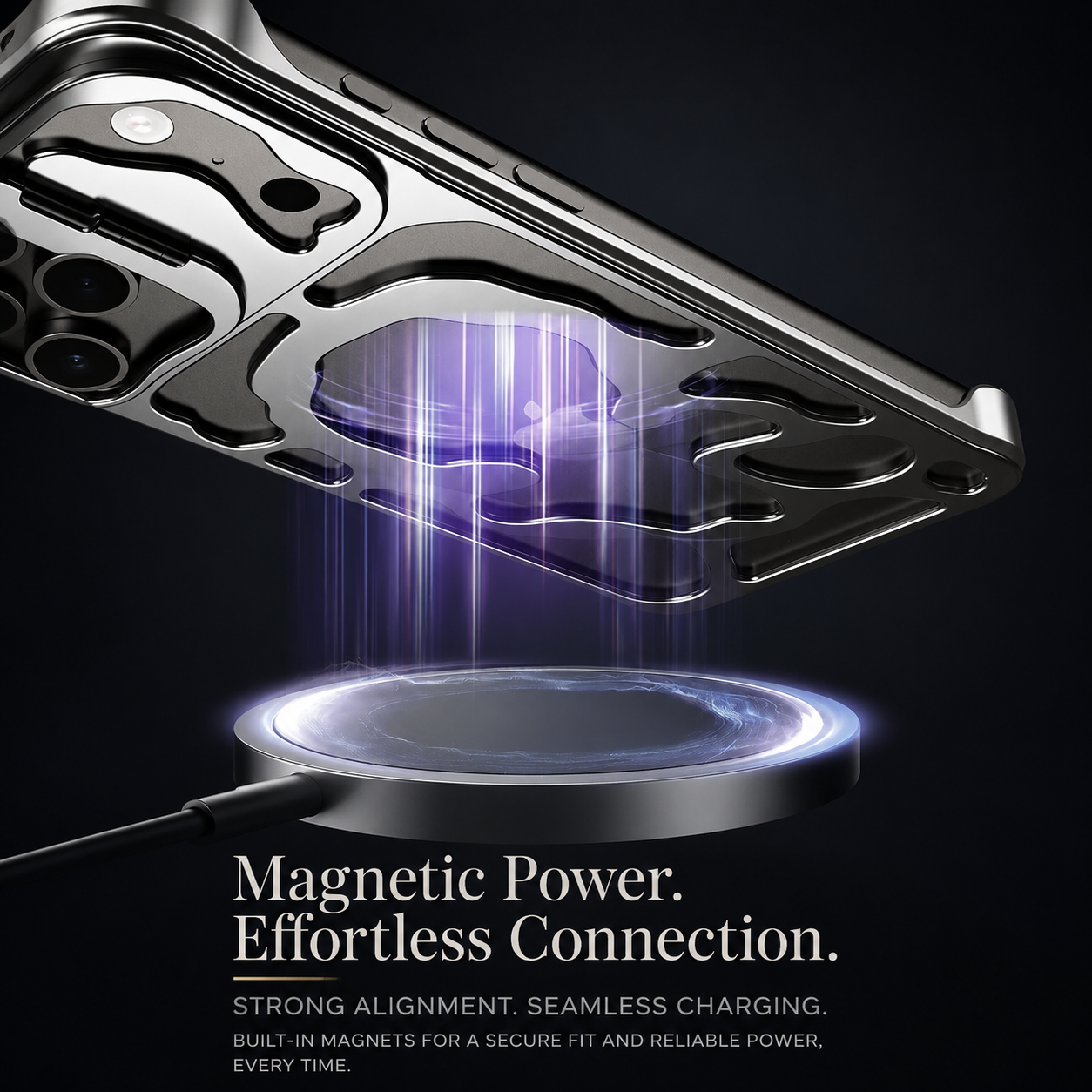 Premium iPhone Case Magnetic Hollow Metal Cover Heat Dissipation Breathable Frame Built In Stand Bracket Shockproof Slim Non Slip Protective Design