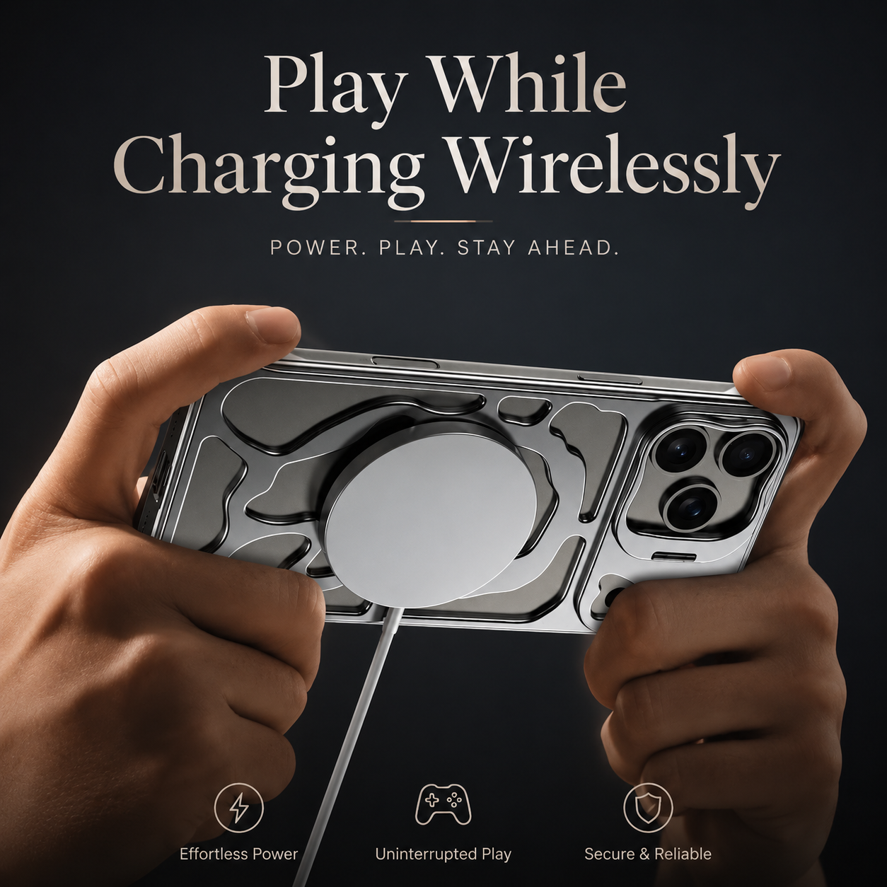 Premium iPhone Case Magnetic Hollow Metal Cover Heat Dissipation Breathable Frame Built In Stand Bracket Shockproof Slim Non Slip Protective Design