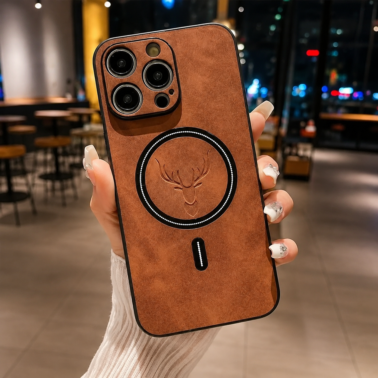 Premium iPhone Case Magnetic Leather Design with Wireless Charging Support, Shockproof Construction, Anti Fingerprint Finish, Non Slip Grip