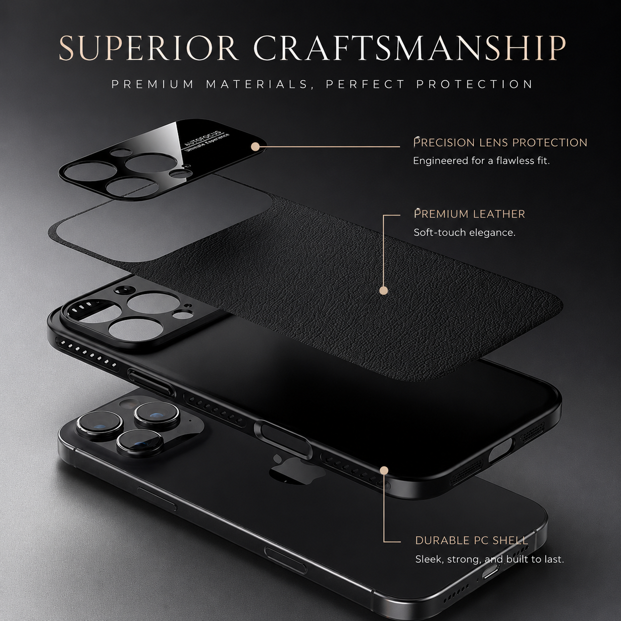 Premium iPhone Case Magnetic Leather Finish with Heat Dissipation Side Vents, Anti Scratch Texture, Anti Fingerprint Coating, Half Wrapped Design