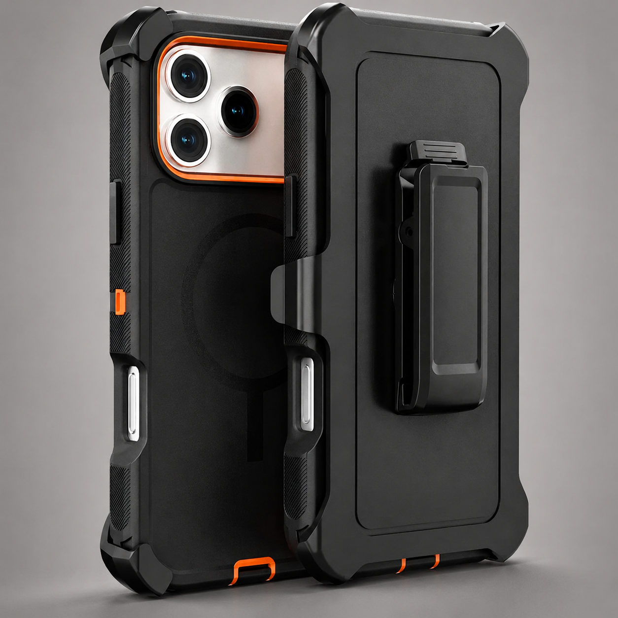 Premium iPhone Case Magnetic Protective Cover Rugged Defender Shockproof Armor Dual Layer Belt Clip Holder Anti Slip Grip Heavy Duty Design Structure