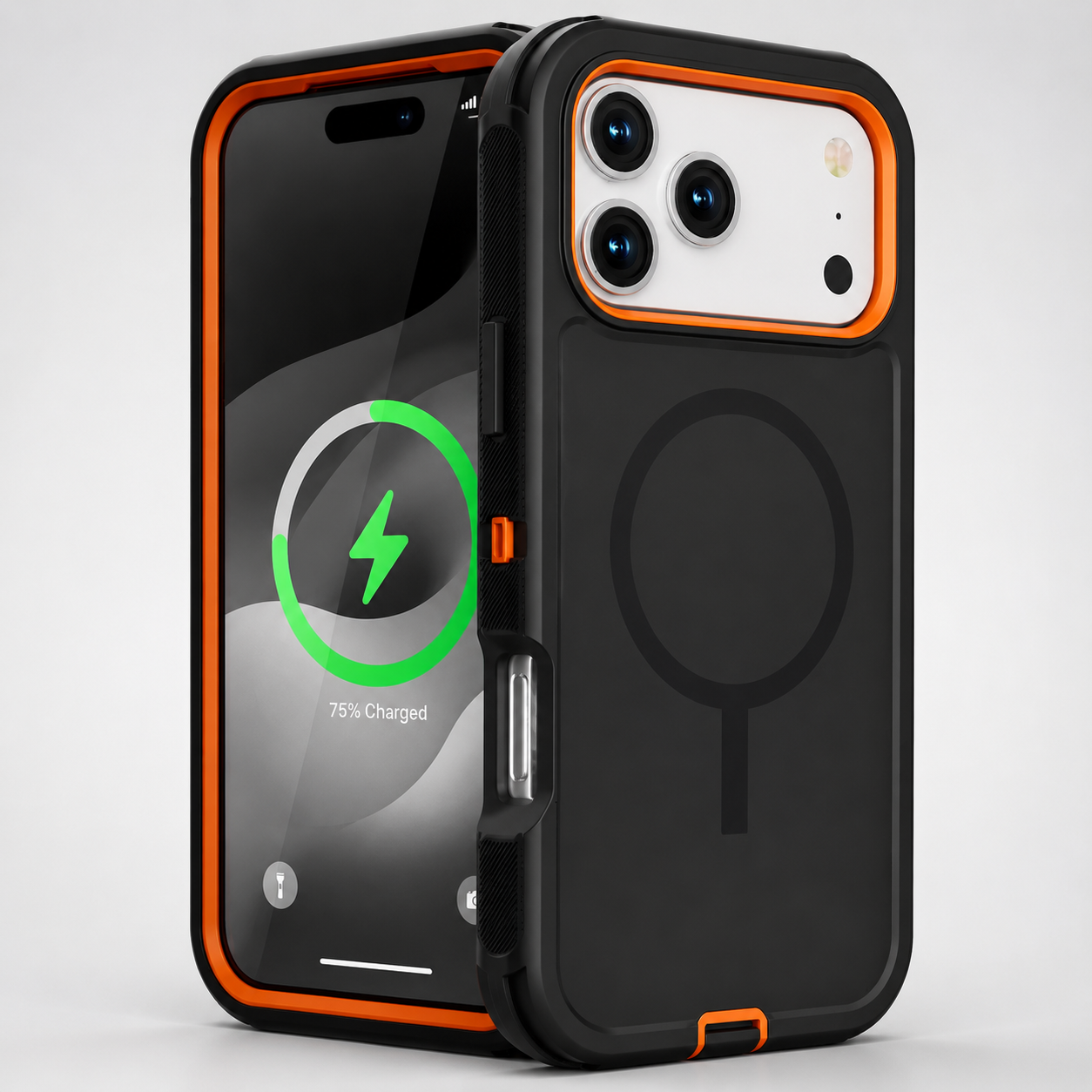 Premium iPhone Case Magnetic Protective Cover Rugged Defender Shockproof Armor Dual Layer Belt Clip Holder Anti Slip Grip Heavy Duty Design Structure