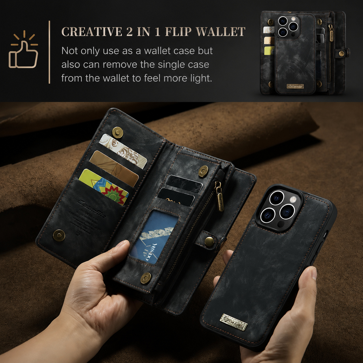 Premium iPhone Case Magnetic Wallet Cover Card Holder Shockproof Anti Fingerprint Non Slip Grip Full Protection Design Durable Case Slim Profile