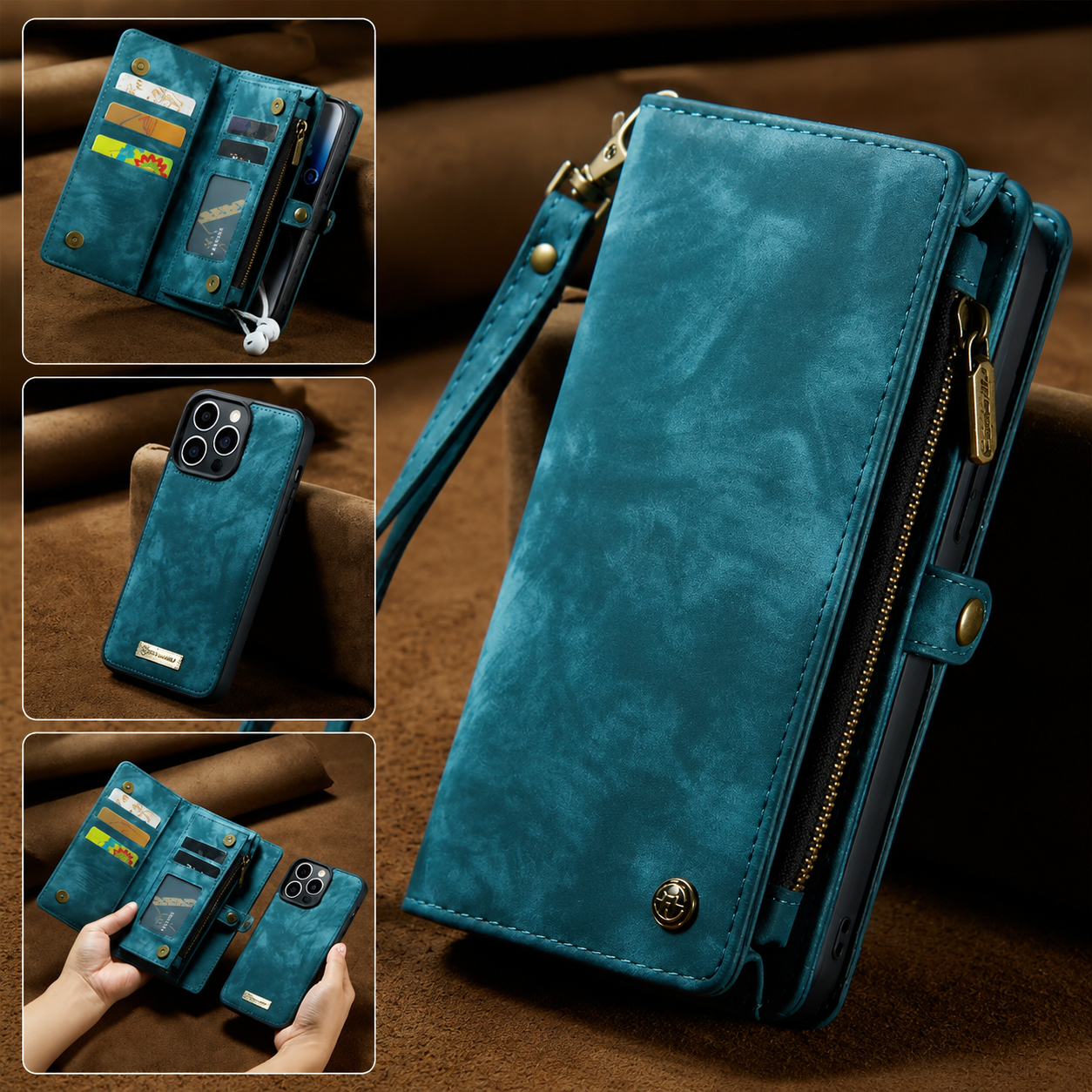 Premium iPhone Case Magnetic Wallet Cover Card Holder Shockproof Anti Fingerprint Non Slip Grip Full Protection Design Durable Case Slim Profile