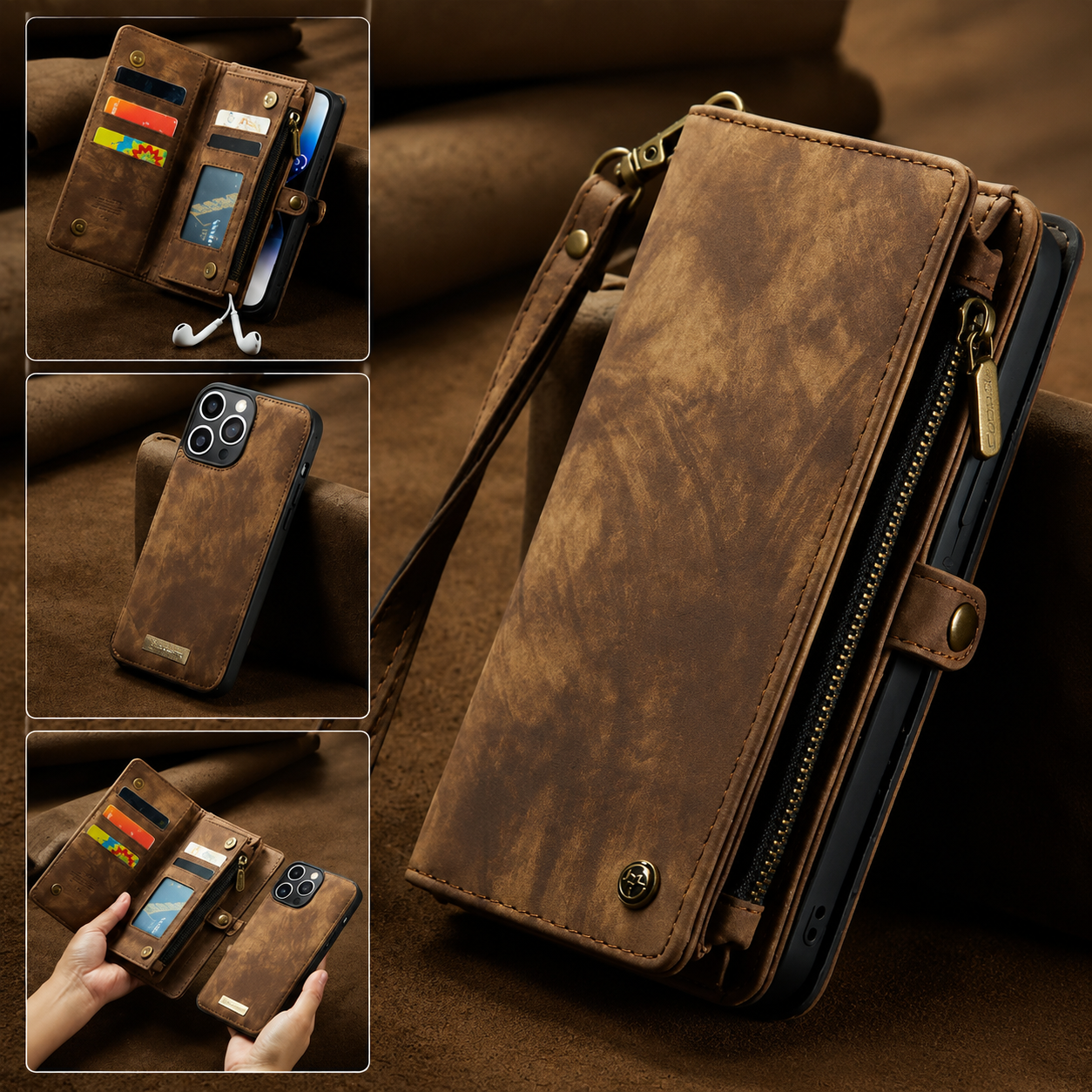 Premium iPhone Case Magnetic Wallet Cover Card Holder Shockproof Anti Fingerprint Non Slip Grip Full Protection Design Durable Case Slim Profile