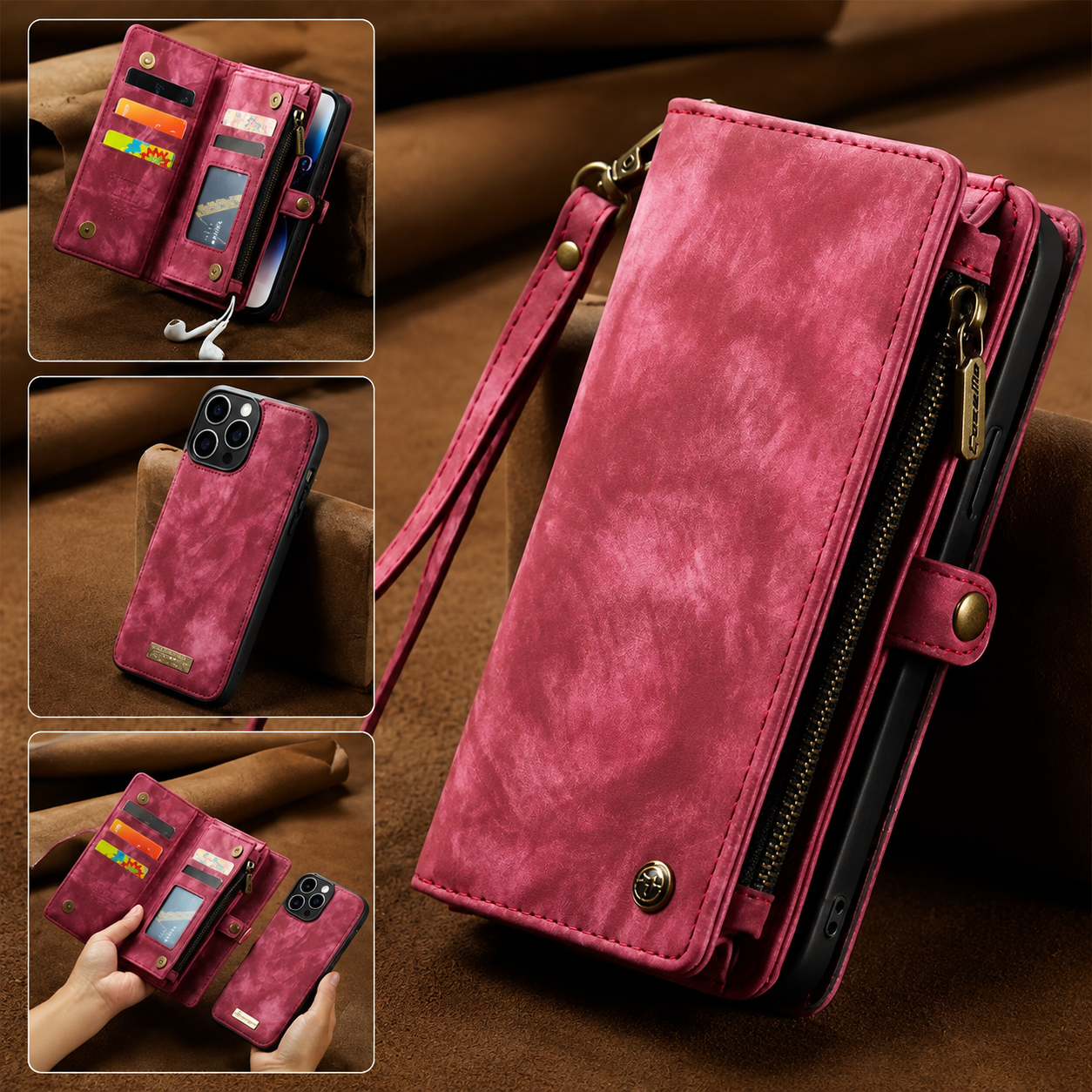 Premium iPhone Case Magnetic Wallet Cover Card Holder Shockproof Anti Fingerprint Non Slip Grip Full Protection Design Durable Case Slim Profile